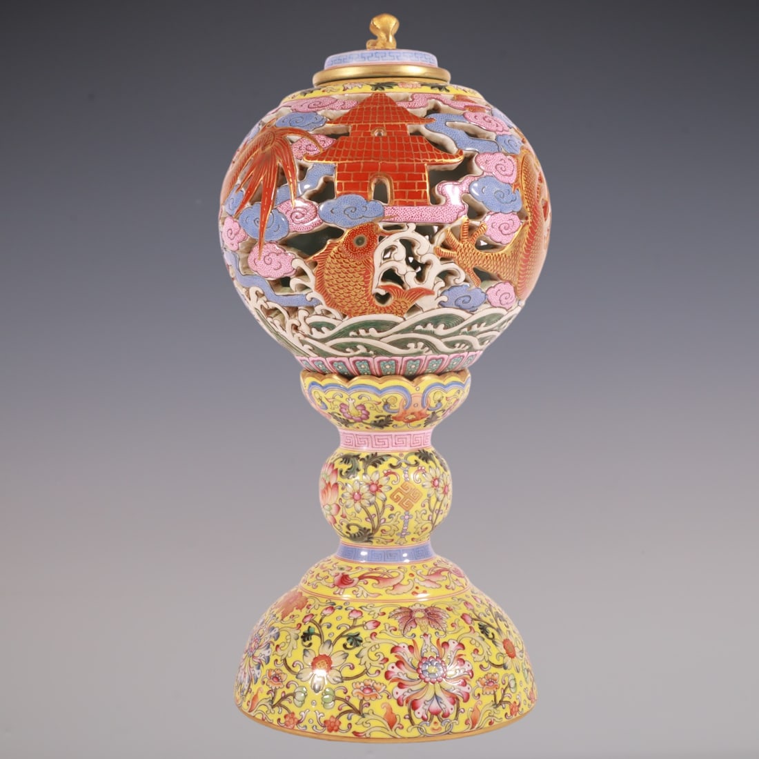 An Exquisite Enamel Lotus Pattern Dragon Pattern Seawater Pattern Hatstand - 5