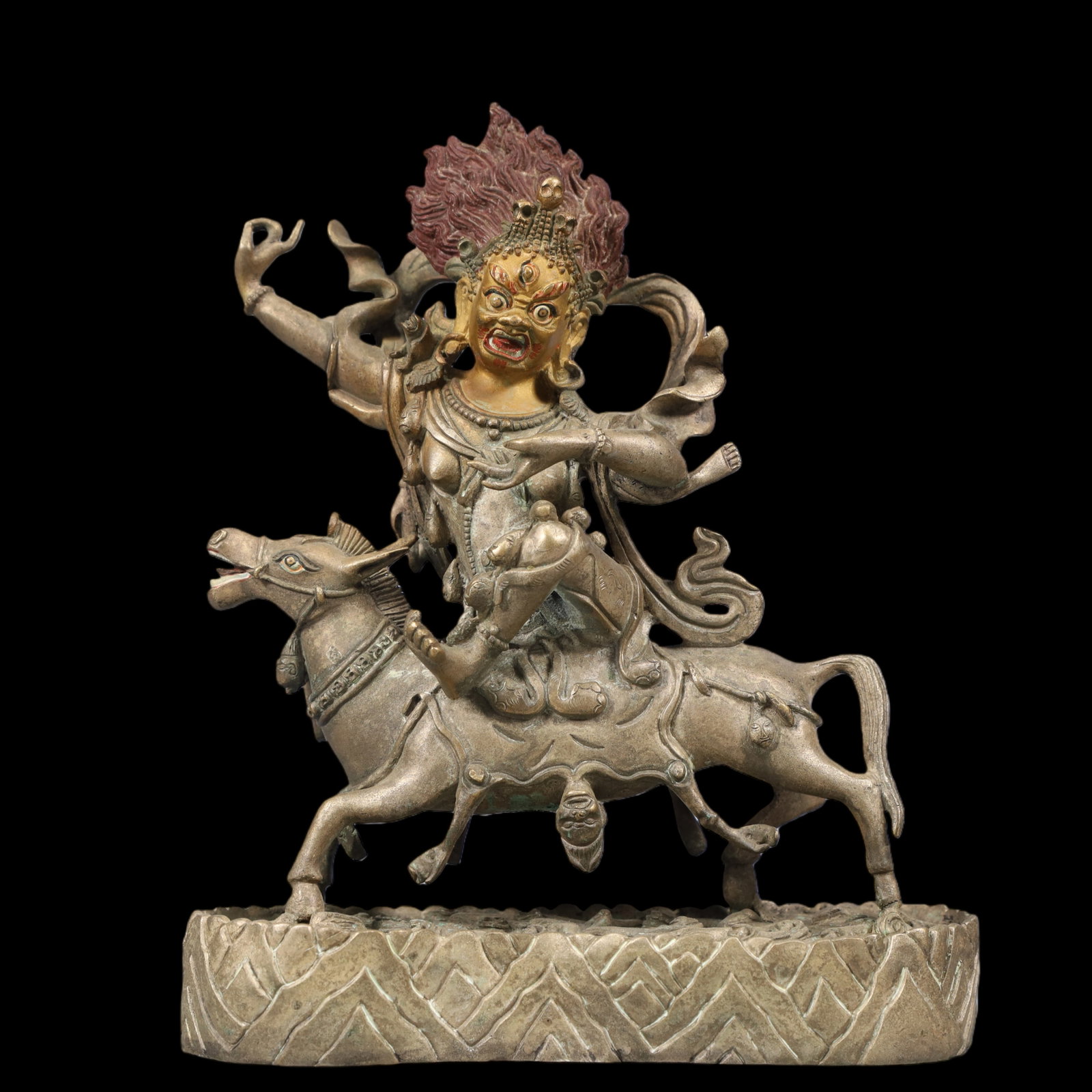 An Exquisite Coppery Statue of Mammon: An Exquisite Coppery Statue of Mammon Ming Dynasty, China Size:5.7inx2inx6.9in Weight:1300g铜财神佛像 中国明代 Size:14.5cmx5cmx17.5cm Weight:1300g