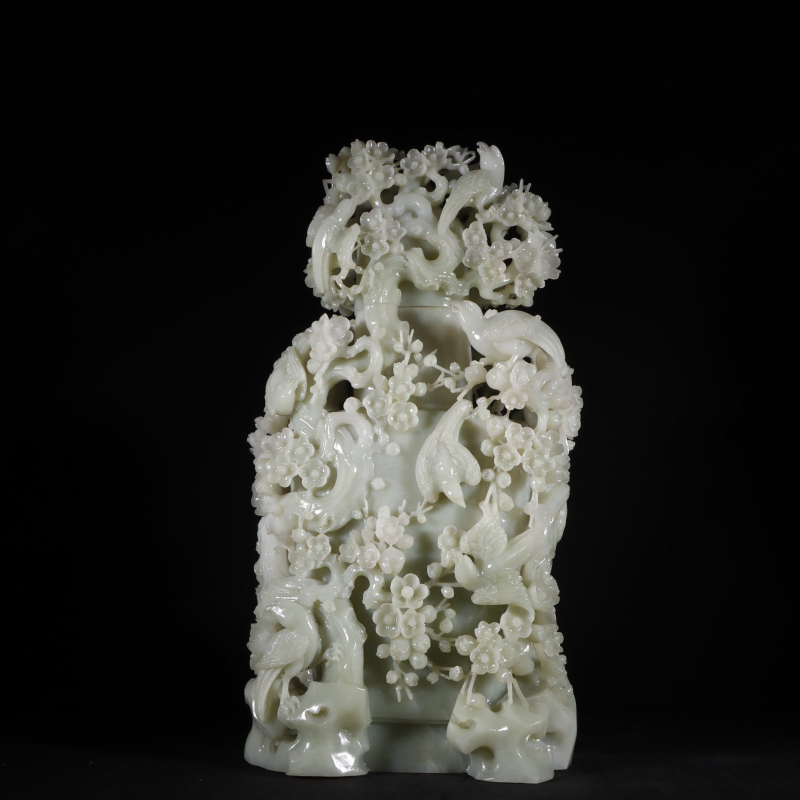 An Exquisite White Jade Flower and Bird Pattern Vase (1 of 13)