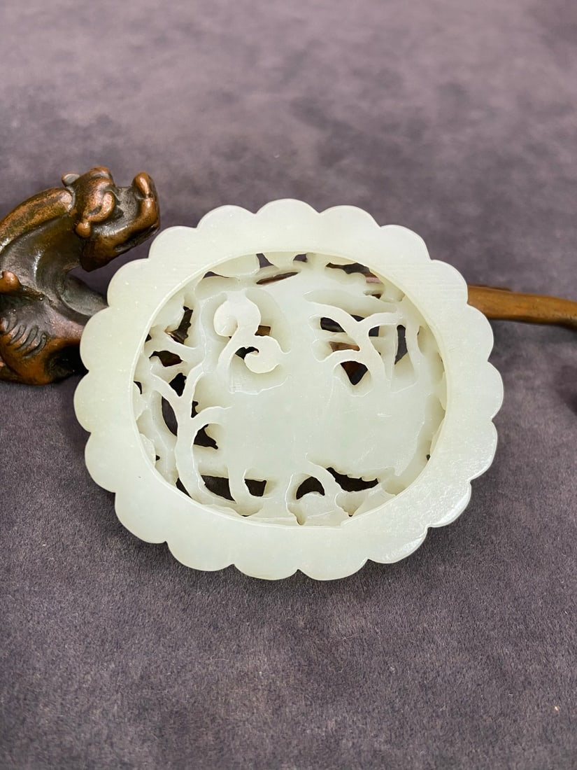 An Exquisite White Jade Phoenix Pattern Ornament - 4