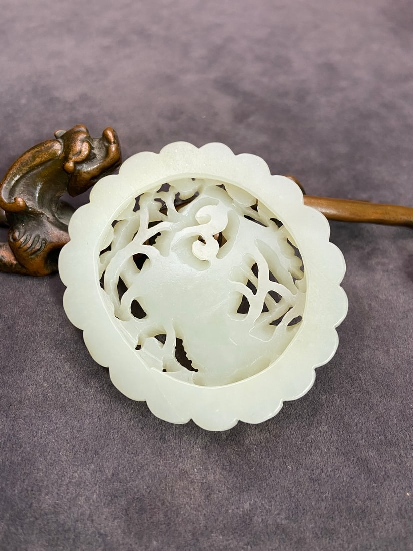 An Exquisite White Jade Phoenix Pattern Ornament - 5