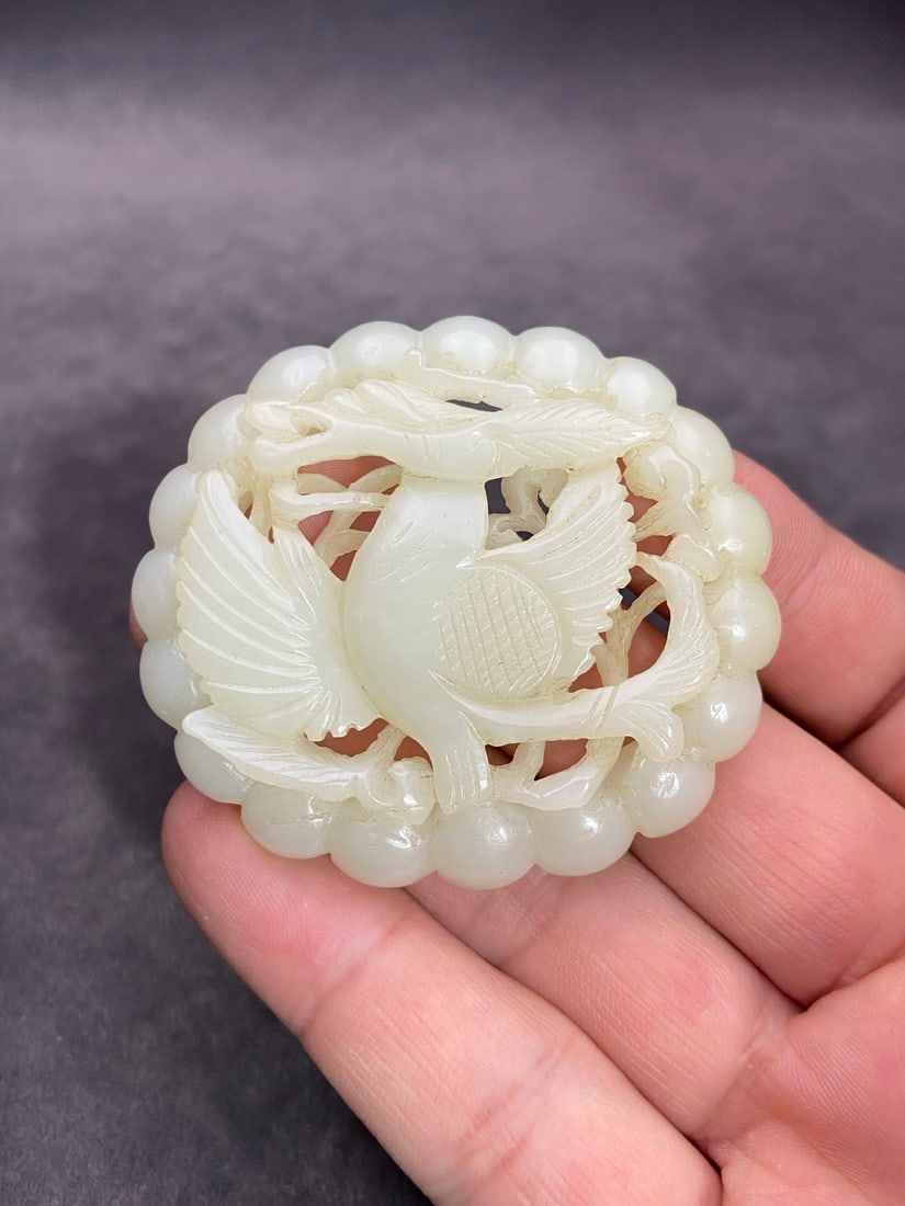 An Exquisite White Jade Phoenix Pattern Ornament - 8