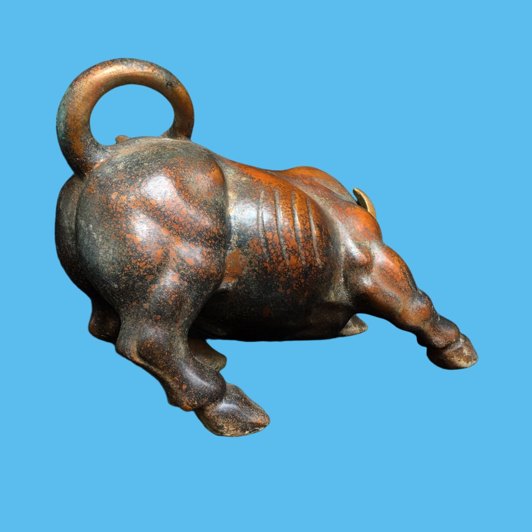 A Exquisite Copper-Bodied Buffalo Ornament - 5