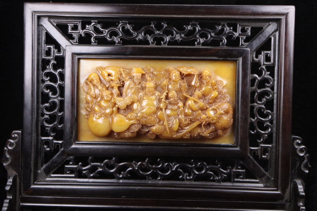 A Exquisite Shoushan Stone Figures Pattern Screen - 2