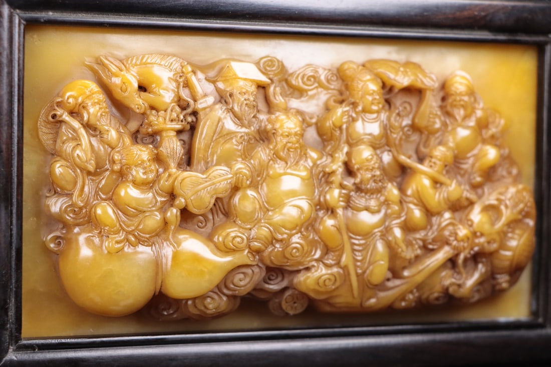 A Exquisite Shoushan Stone Figures Pattern Screen - 5