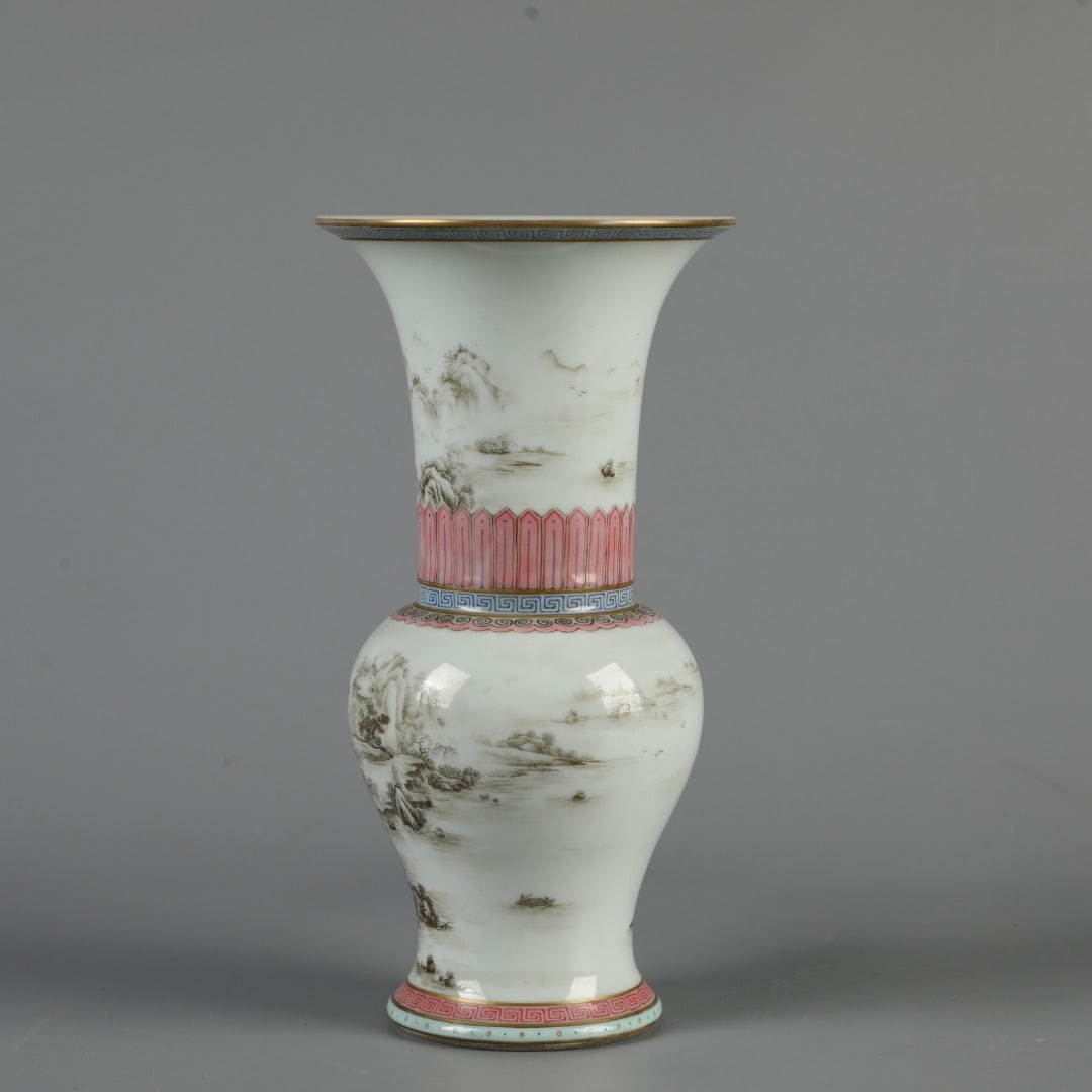 A Exquisite Ink Color Landscape Pattern Vase - 4