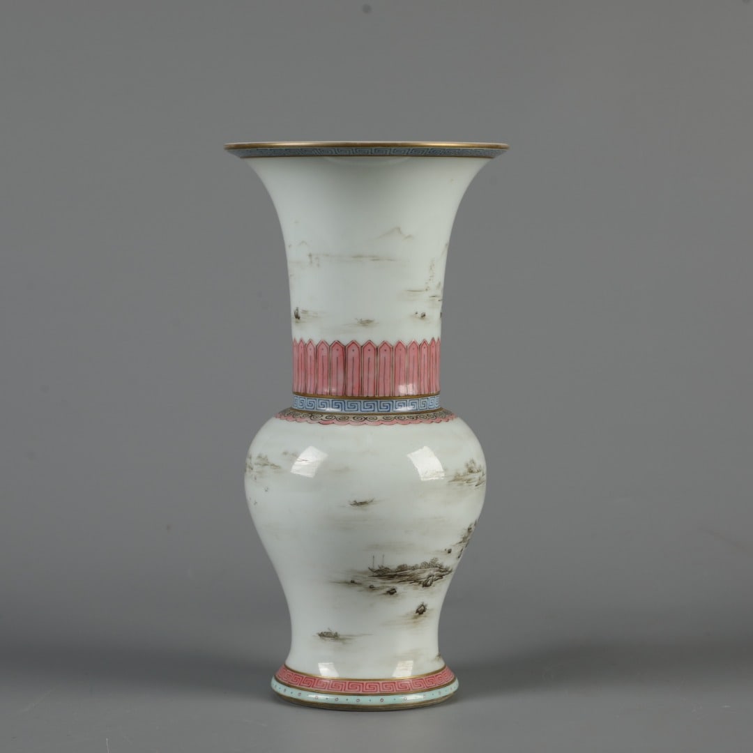 A Exquisite Ink Color Landscape Pattern Vase - 5