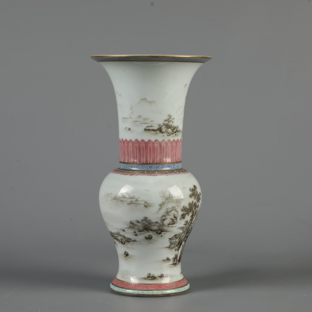 A Exquisite Ink Color Landscape Pattern Vase - 6