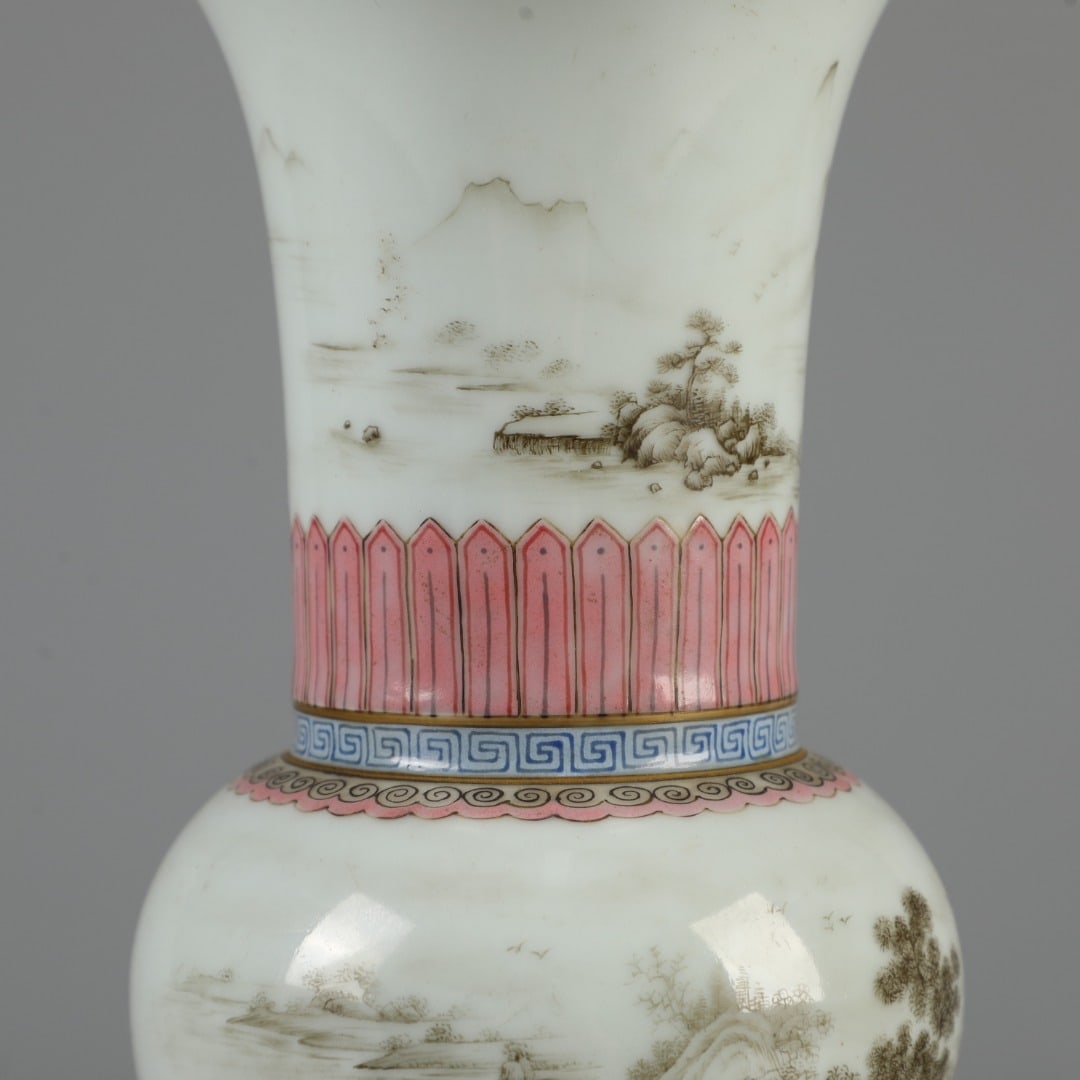 A Exquisite Ink Color Landscape Pattern Vase - 7