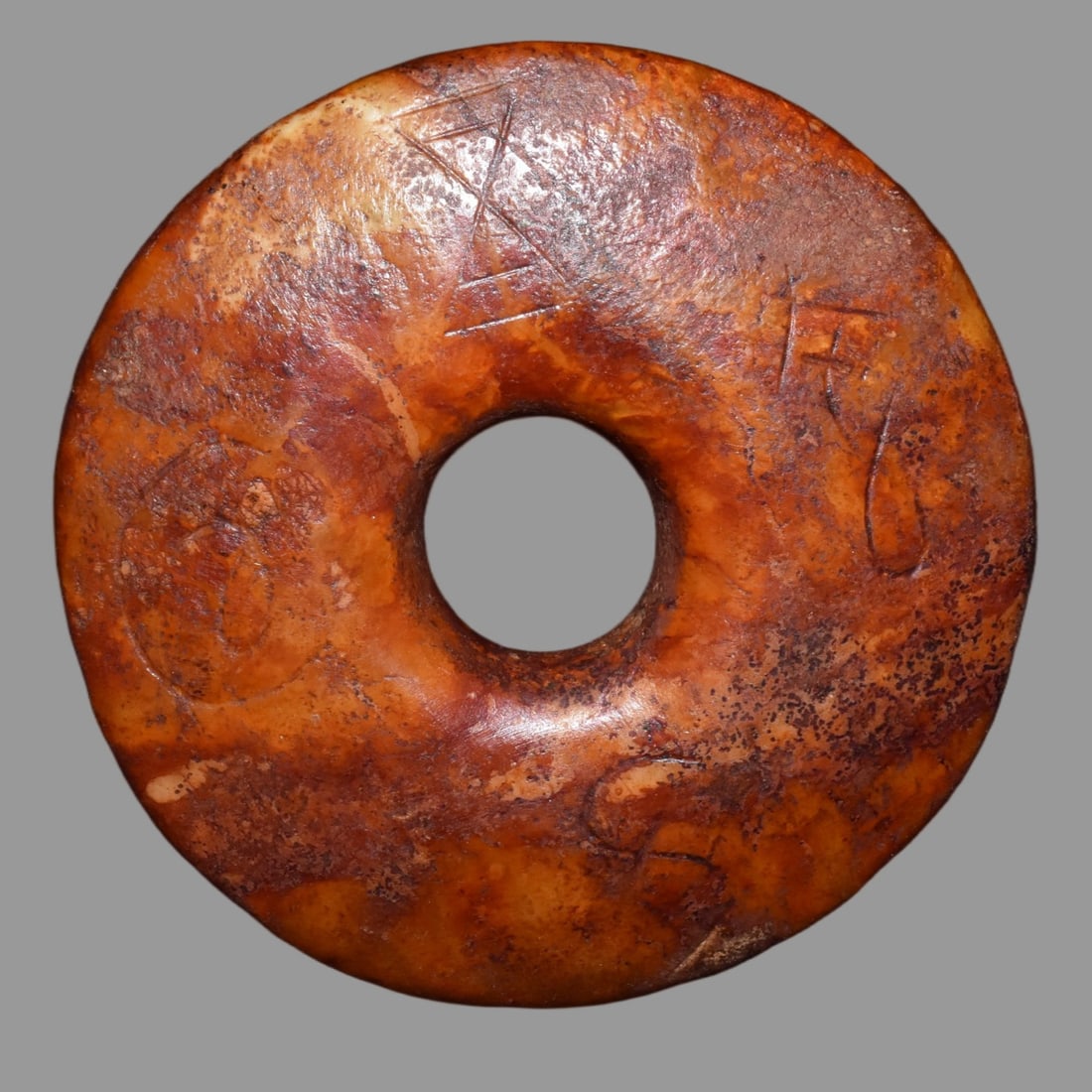A Exquisite Hemoyu Coin: A Exquisite Hemoyu Coin,Ancient Time, China,Size:4.5in,Weight:380g 河磨玉币,远古时期