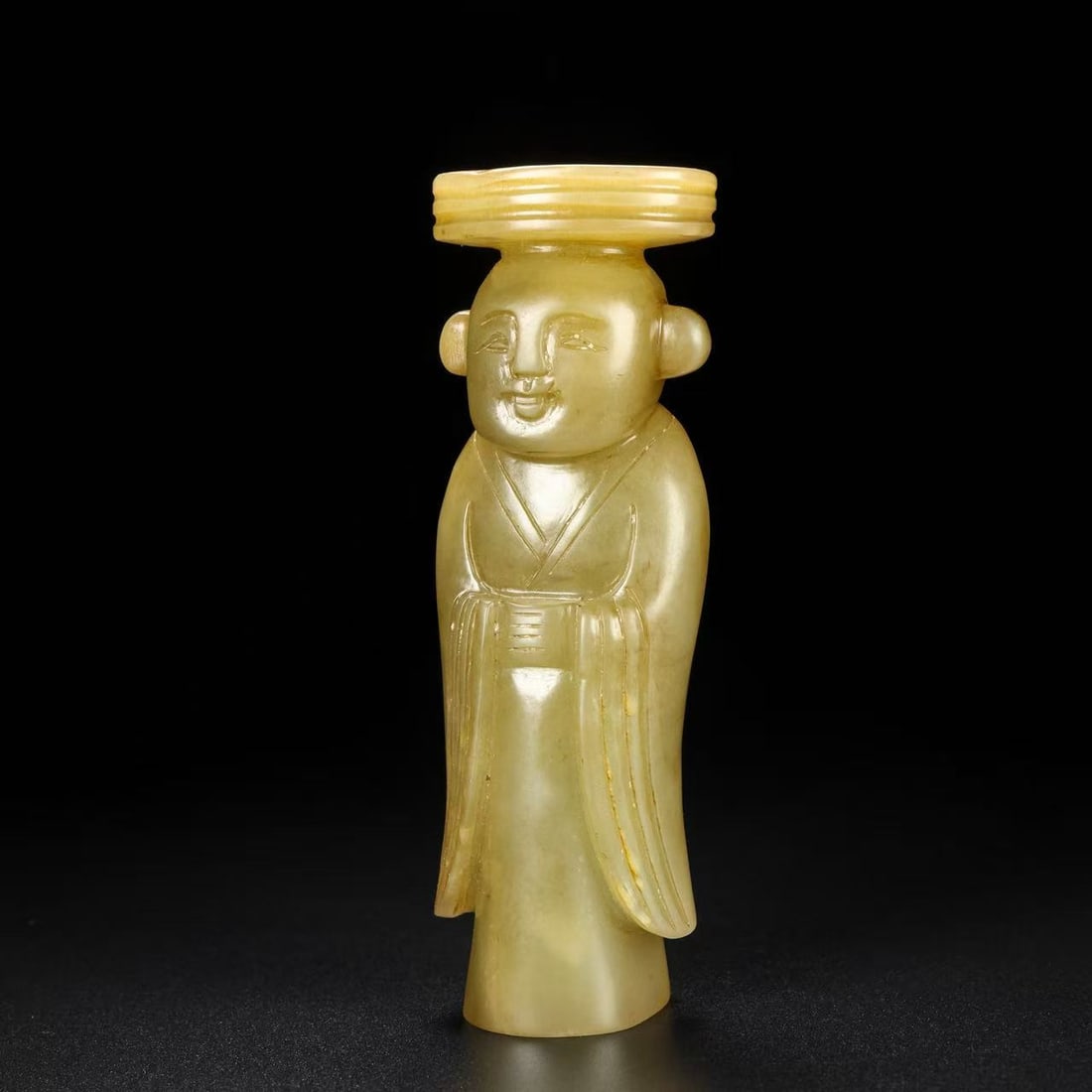 A Exquisite Hotan Jade Figures: A Exquisite Hotan Jade Figures,Han Dynasty, China,Size:1.5inx1.2inx4.3in,Weight:188g 和田玉玉人,中国汉代