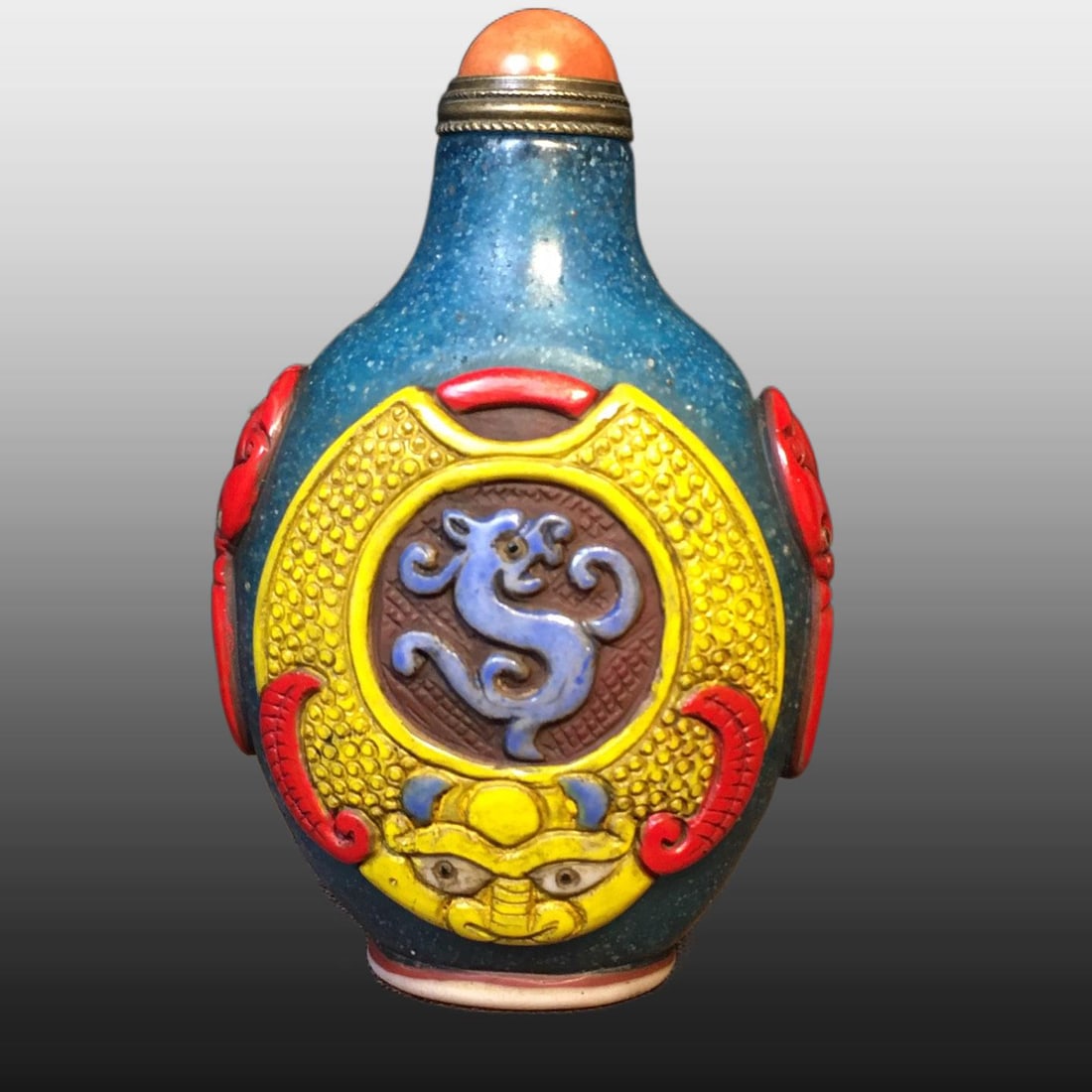 A Exquisite Colored glaze Beast-Face Pattern Snuff Bottle - 2