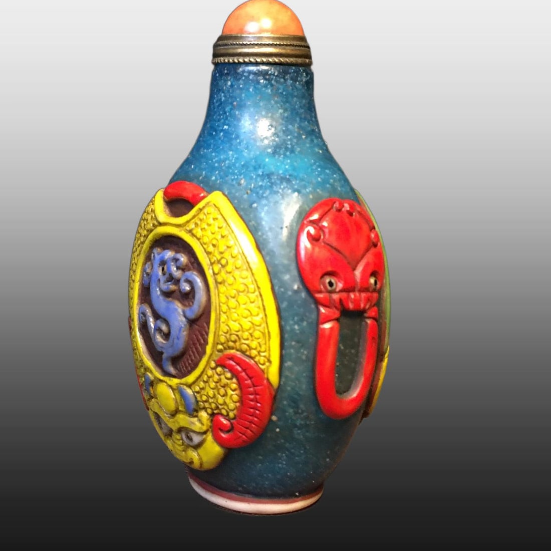 A Exquisite Colored glaze Beast-Face Pattern Snuff Bottle - 3