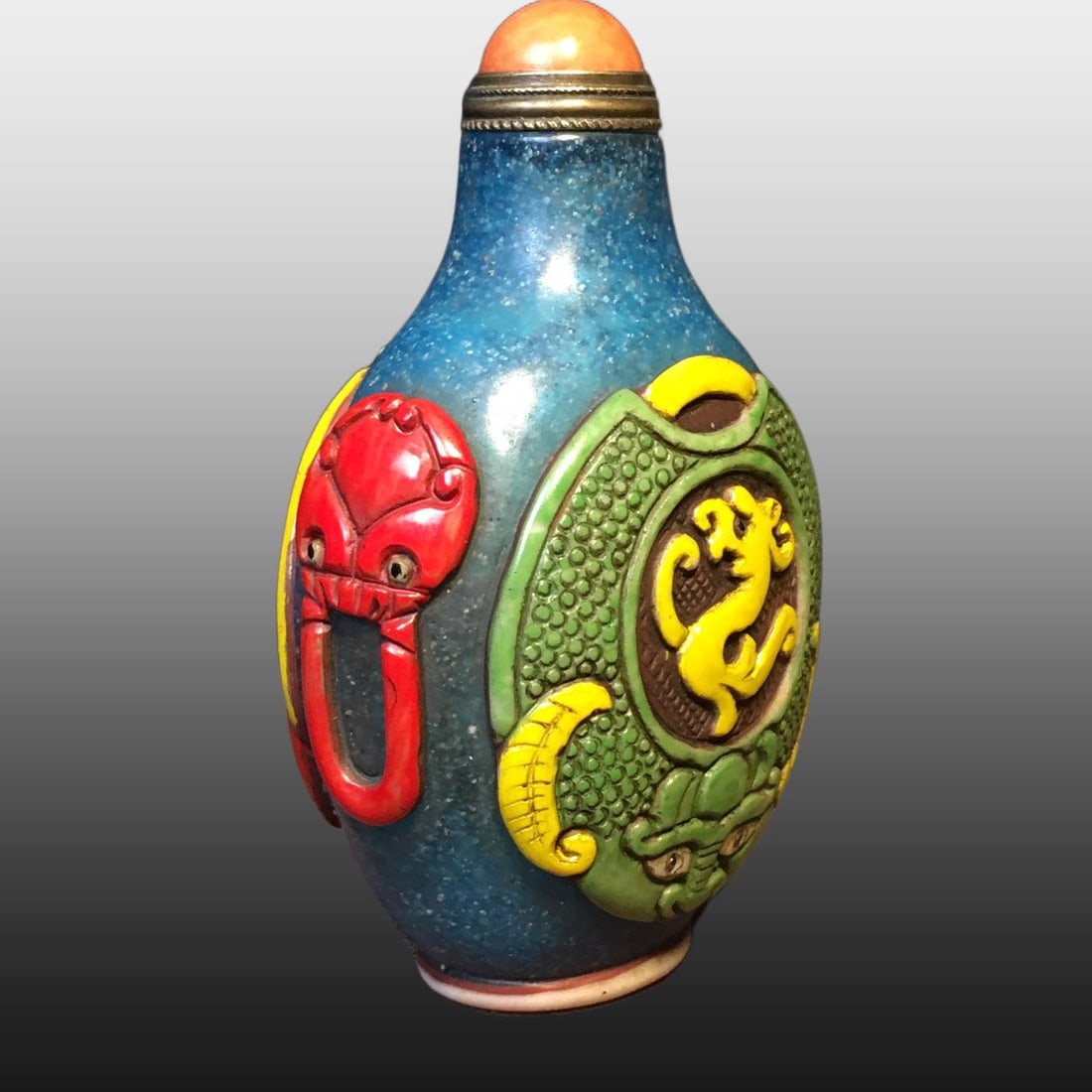 A Exquisite Colored glaze Beast-Face Pattern Snuff Bottle - 4