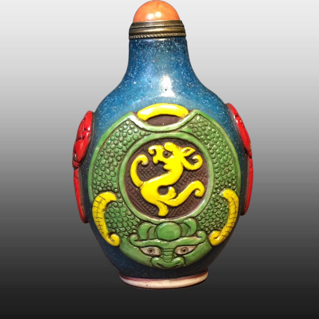 A Exquisite Colored glaze Beast-Face Pattern Snuff Bottle - 5