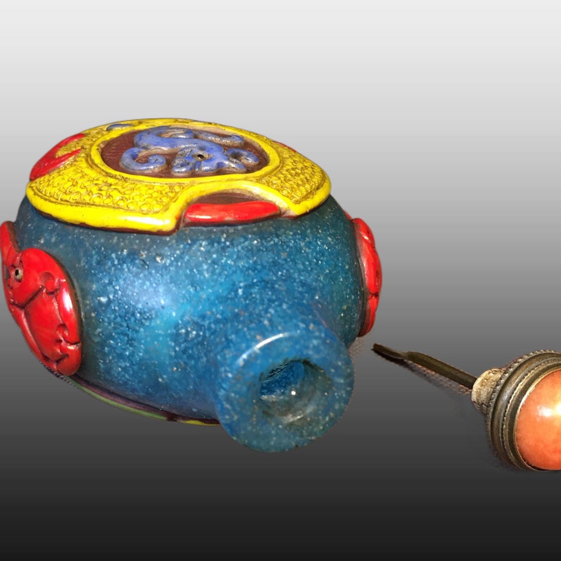 A Exquisite Colored glaze Beast-Face Pattern Snuff Bottle - 8