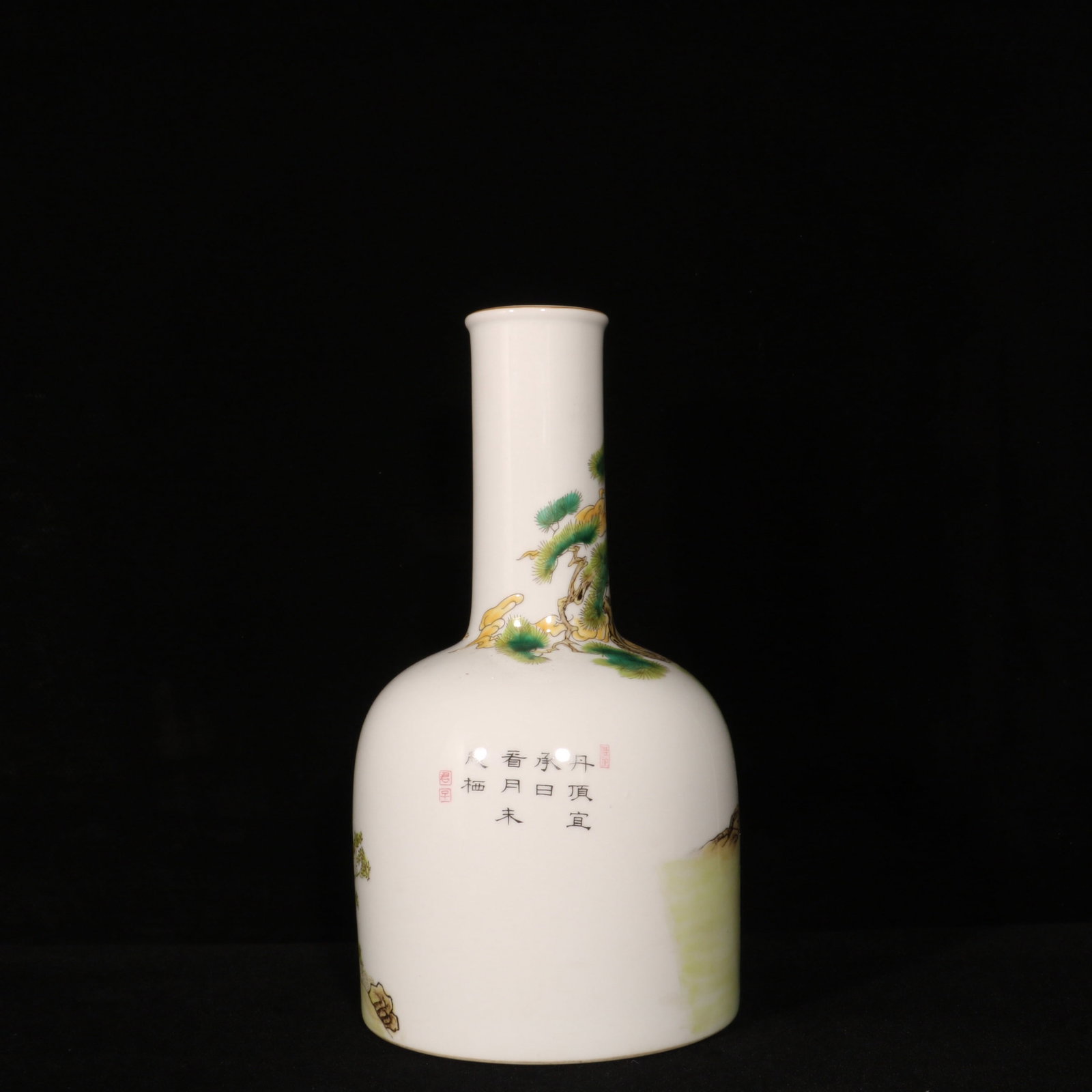 A Exquisite Enamel Pine and Crane Pattern Vase - 5