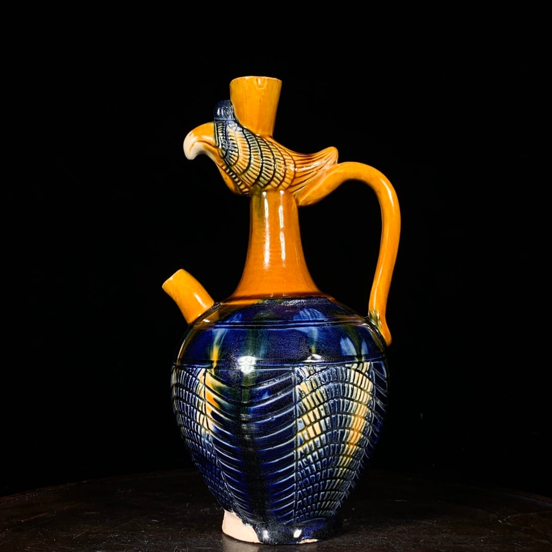 A Exquisite Tang Tri-Color Glazed Pottery Phoenix Head Ewer (1 of 9)