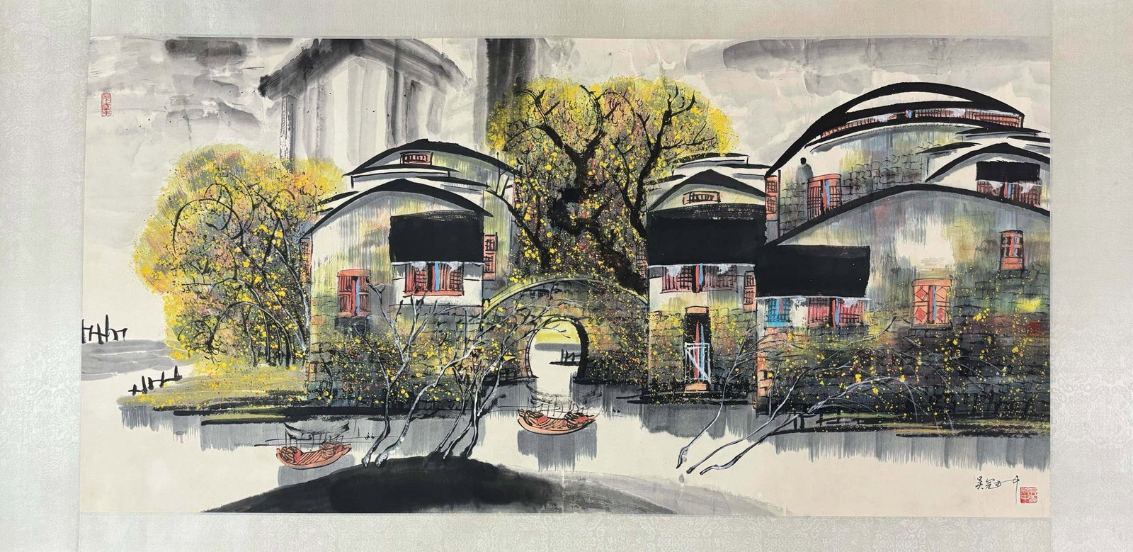 A Chinese Ink Landscape Painting on Paper: A Chinese Ink Landscape Painting on Paper,Modern Time of China,Wu Guanzhong,without frame size:53.9inx26.6in