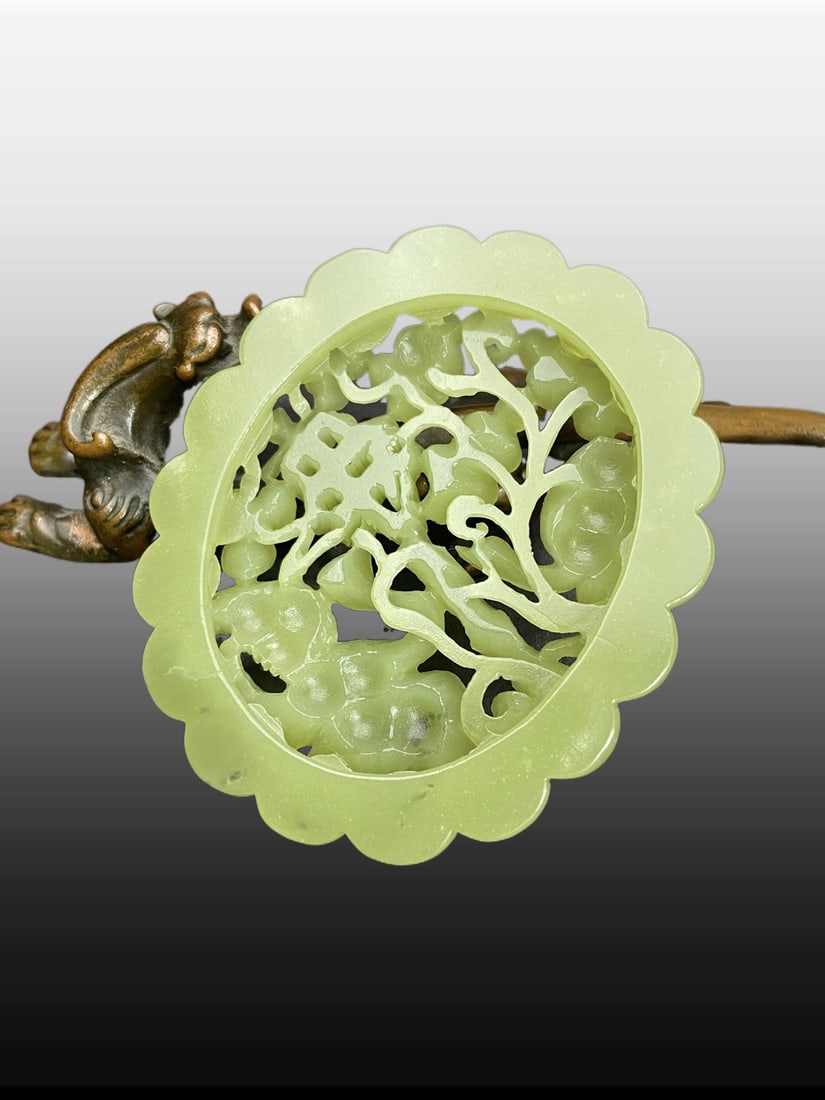 A Exquisite Hotan Jade Crane Pattern Jade pendant - 6