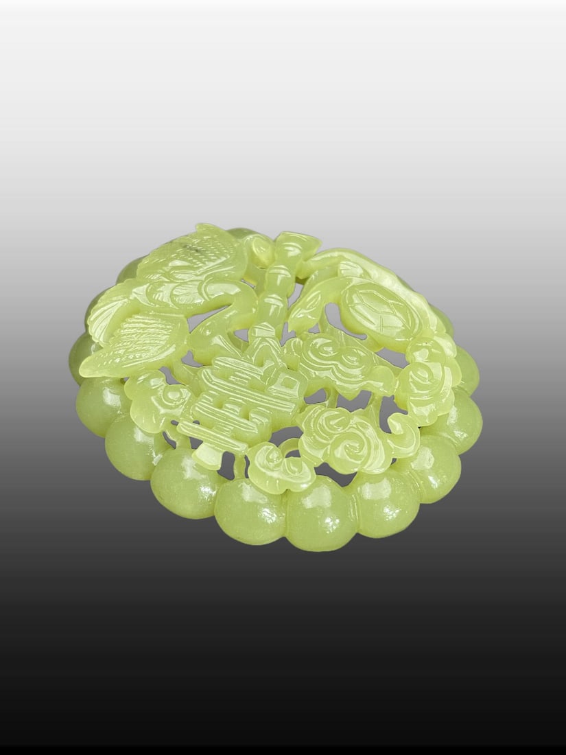 A Exquisite Hotan Jade Crane Pattern Jade pendant - 7