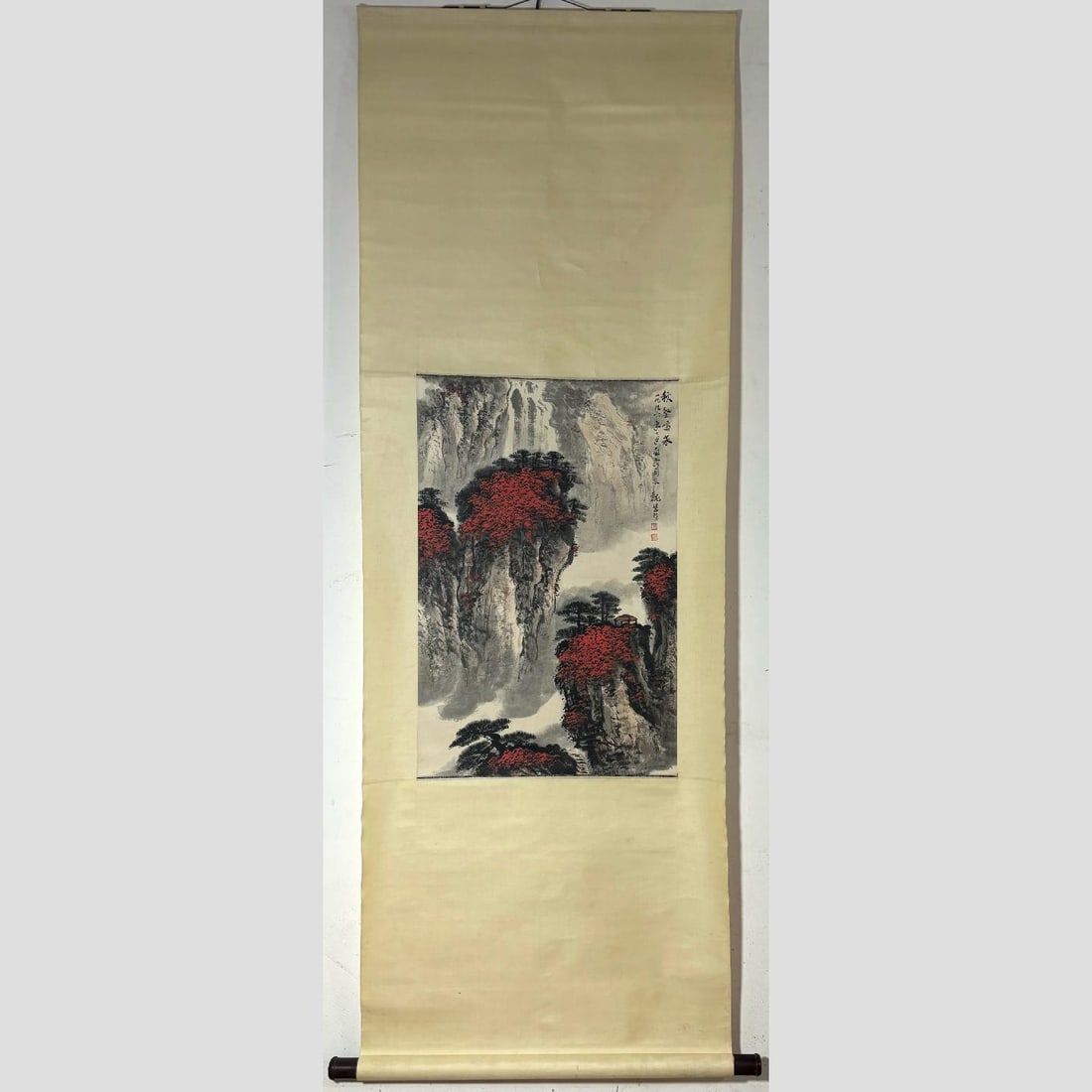 A Chinese Vertical Scroll Ink Landscape Painting on Paper: A Chinese Vertical Scroll Ink Landscape Painting on Paper,Modern Time of China,Wei Zixi,without frame size:26.8inx17.5in