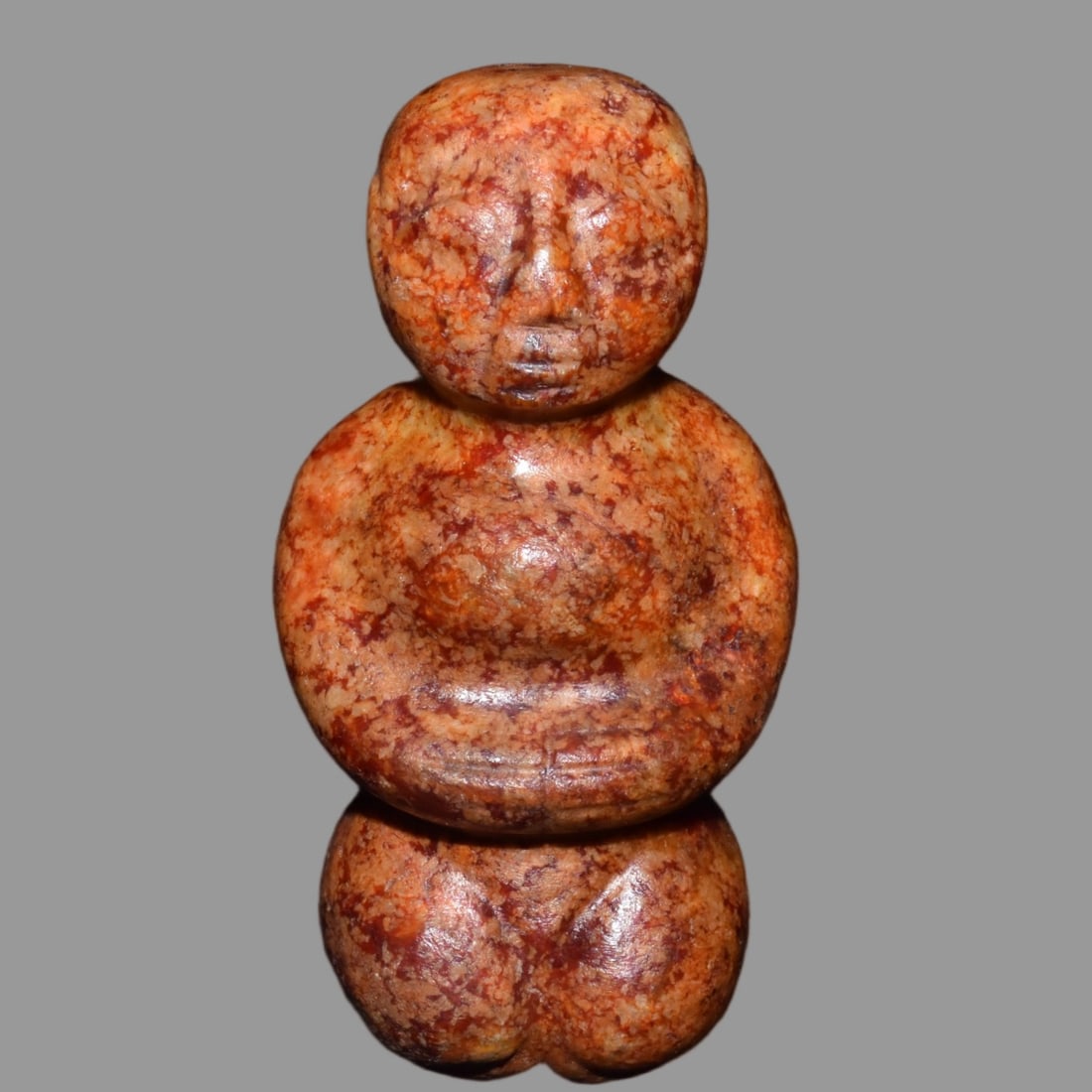 A Exquisite Hemoyu Figures: A Exquisite Hemoyu Figures,Ancient Time, China,Size:5inx2.4in,Weight:390g 河磨玉人,远古时期