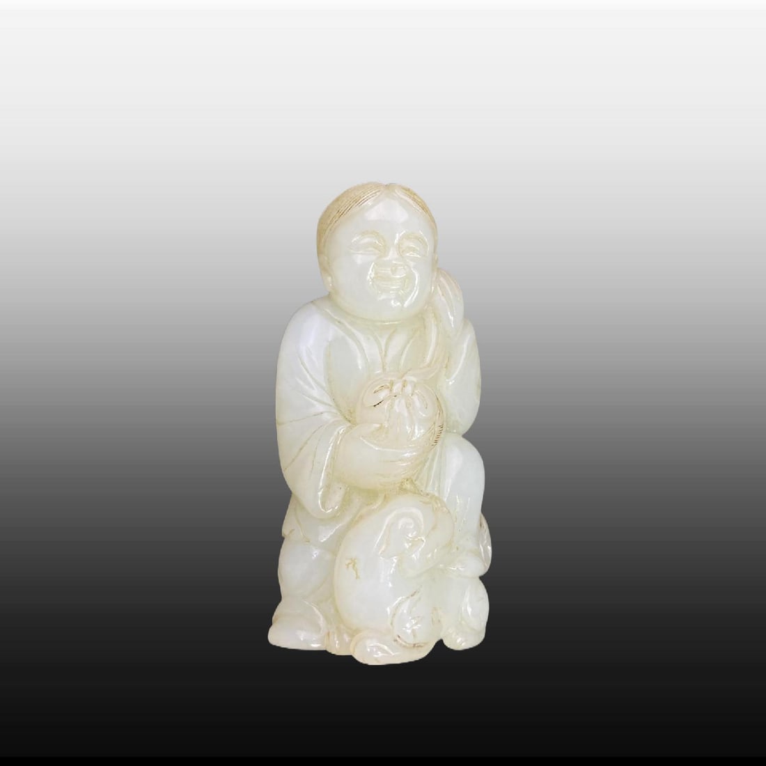 A Exquisite Hotan Jade Figures Handheld Carving: A Exquisite Hotan Jade Figures Handheld Carving,Ming Dynasty, China,Size:3.1inx1.5inx1.3in,Weight:124g 和田玉人物手把件,中国明代