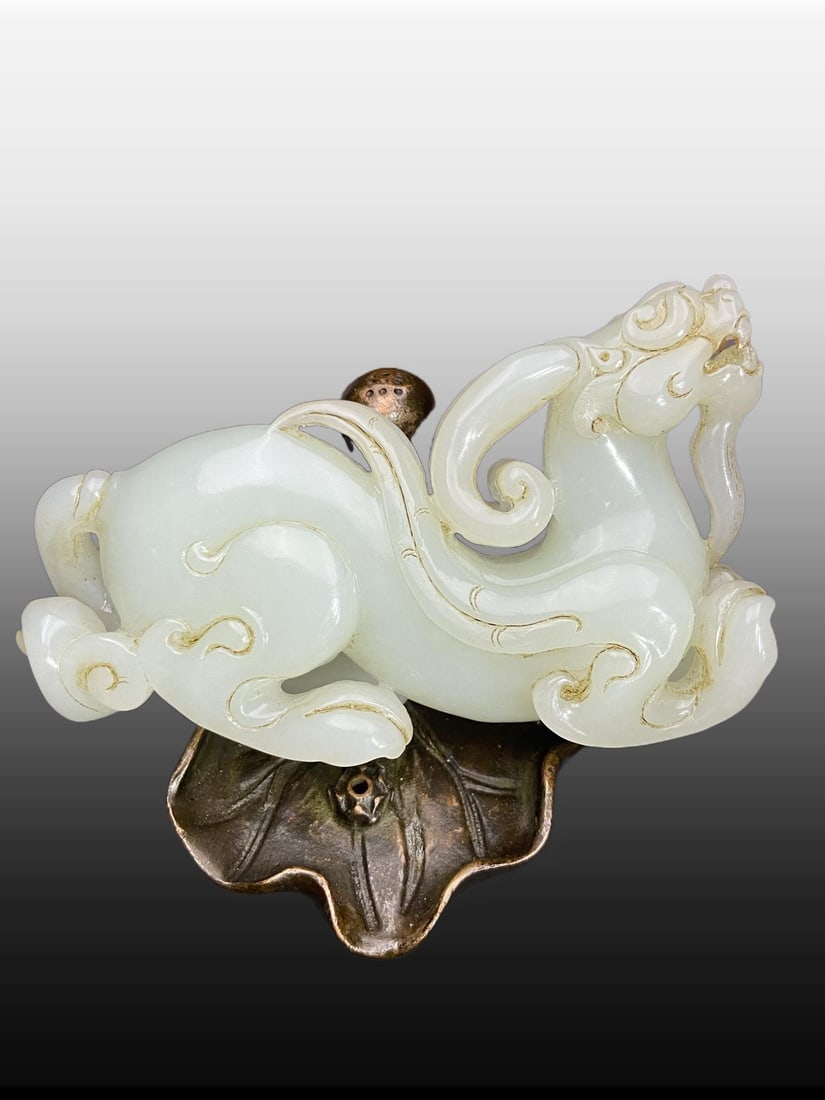 A Exquisite Hotan Jade Auspicious Beast Handheld Carving (1 of 9)