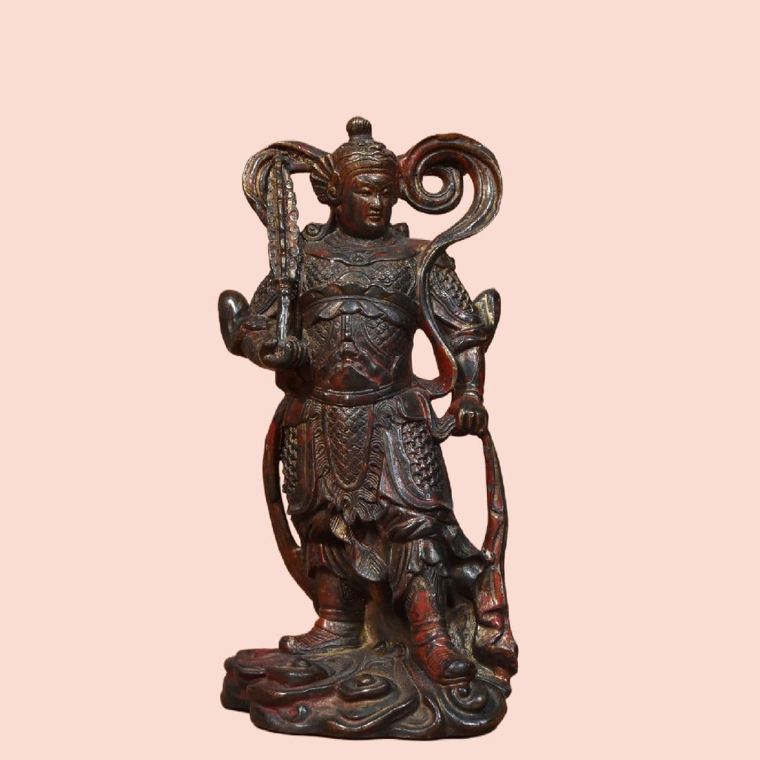 A Exquisite Coppery Figures Ornament: A Exquisite Coppery Figures Ornament,Ming Dynasty, China,Size:6.7inx3.5in,Weight:750g 铜制人物摆件,中国明代