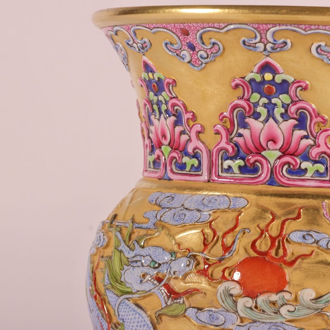 A Exquisite Enamel Gold Ground Dragon Pattern Basin - 2