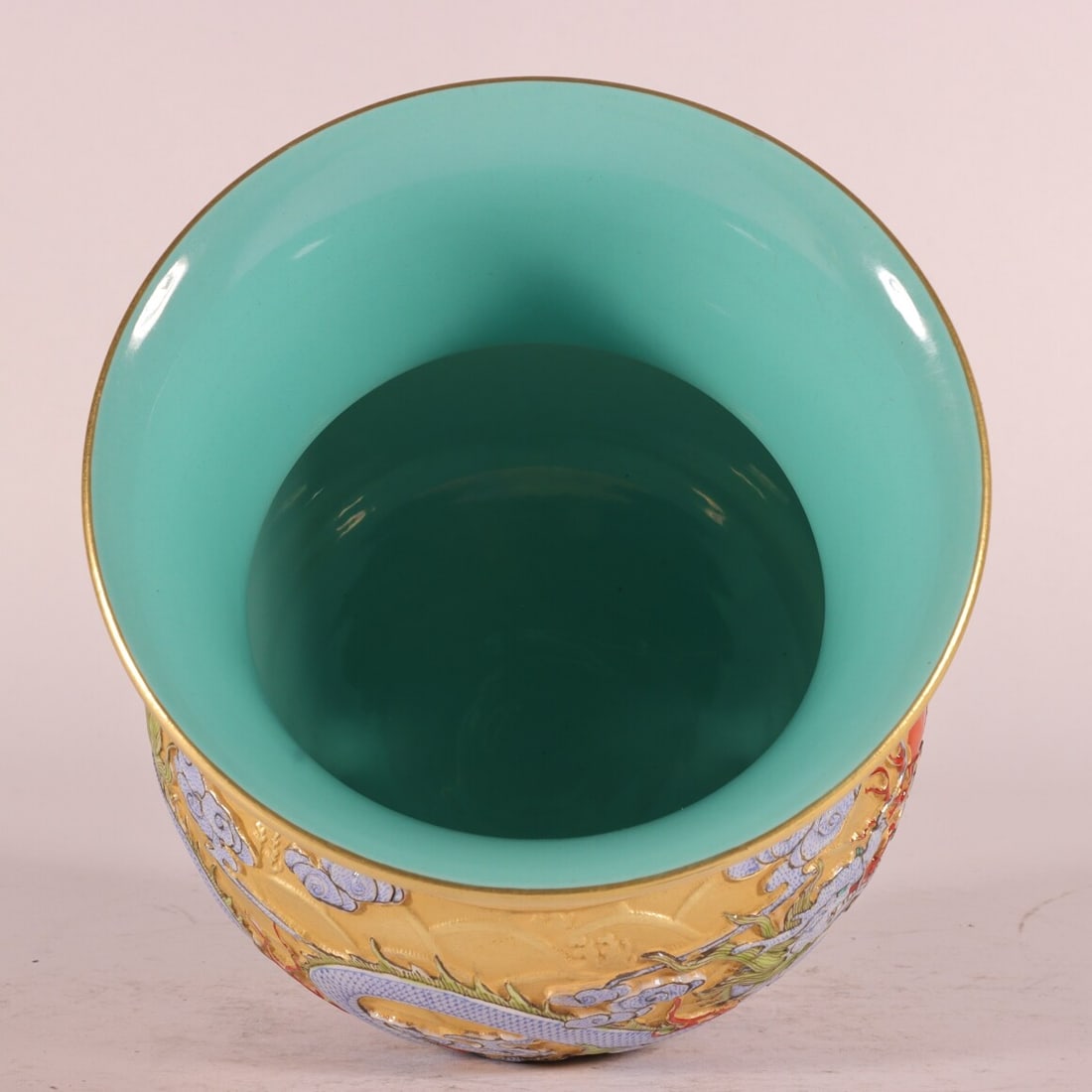 A Exquisite Enamel Gold Ground Dragon Pattern Basin - 7