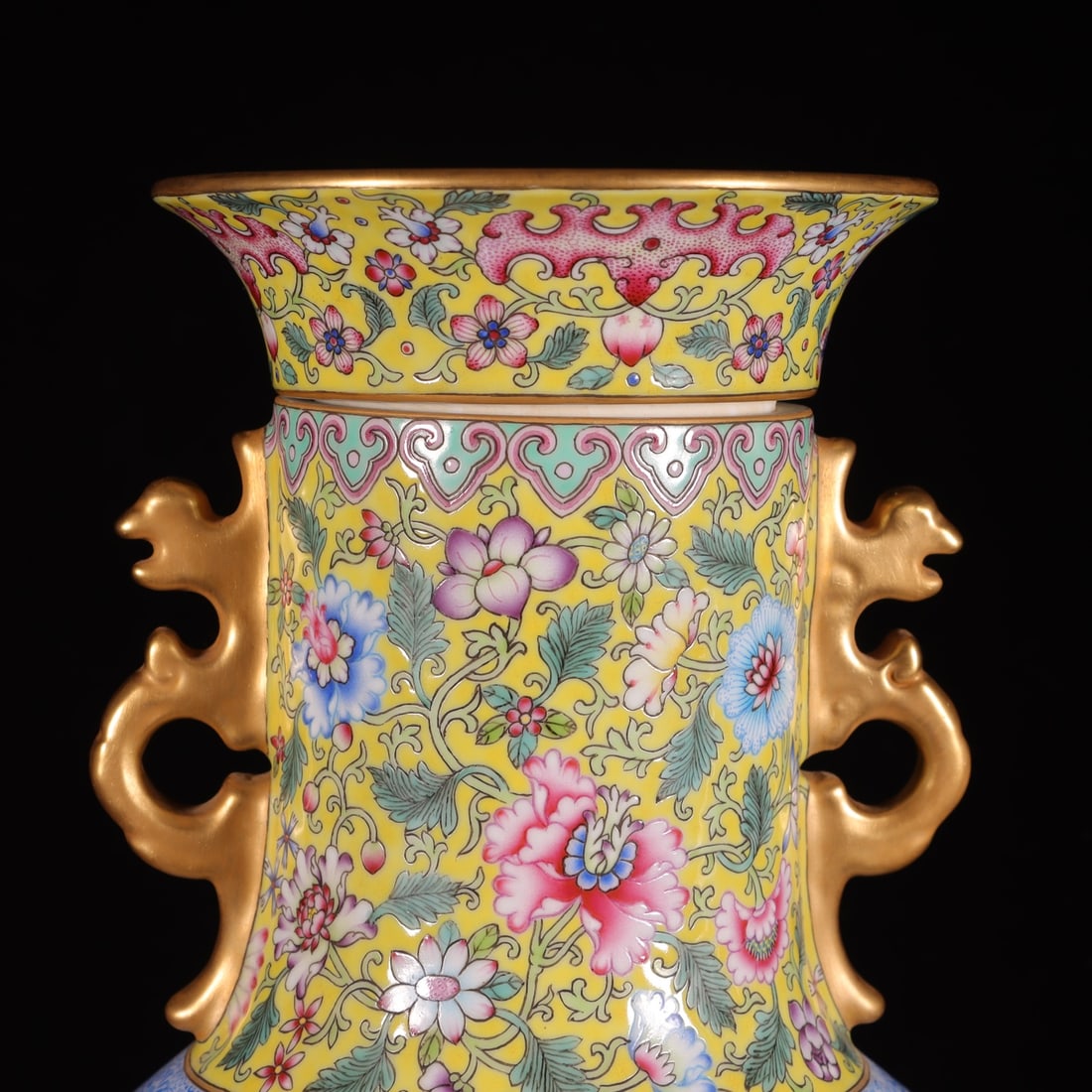 Enamel Yellow Ground Flower Pattern Vase - 2