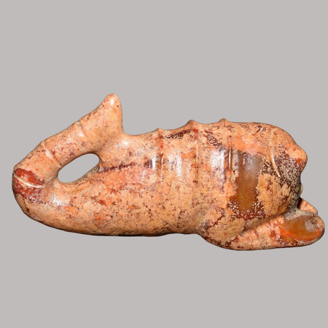 A Exquisite Hemoyu Ornament: A Exquisite Hemoyu Ornament,Ancient Time, China,Size:6.3inx3.3in,Weight:790g 河磨玉摆件,远古时期