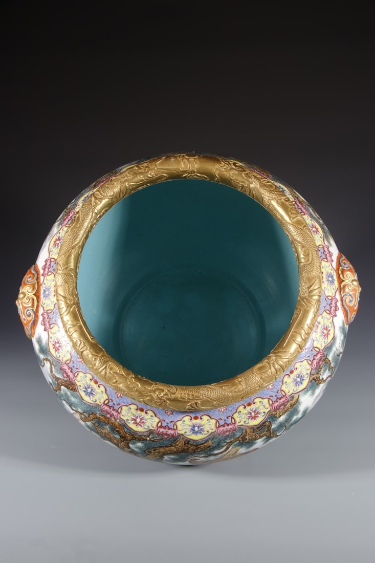 A Exquisite Enamel Horse Pattern Beast-Head Vat - 8