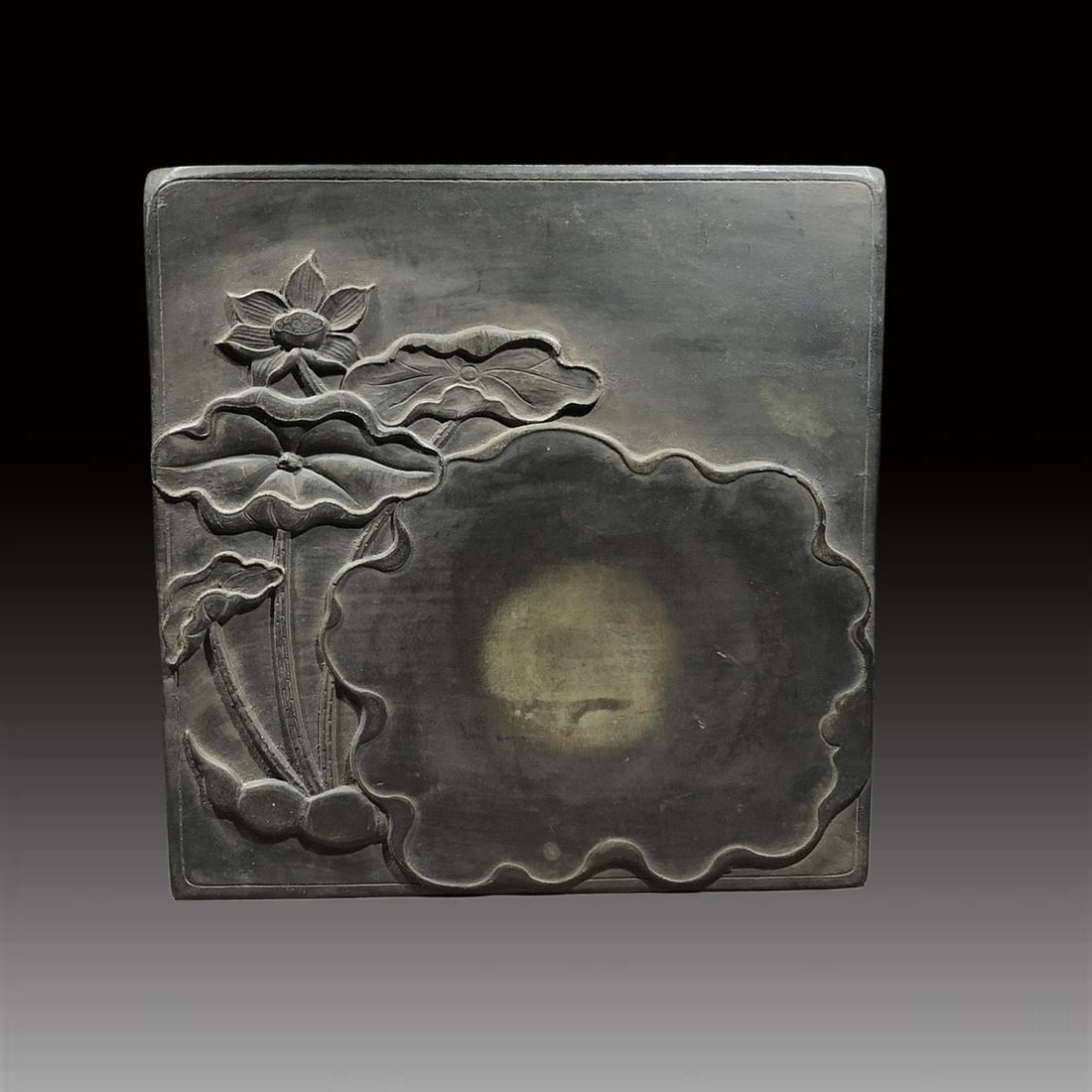 A Exquisite Zhu Xizhou Mark Inkstone: A Exquisite Zhu Xizhou Mark Inkstone,Ming Dynasty, China,With Mark,Size:9.1inx9.1inx1.8in 朱希周款端砚,中国明代,带款