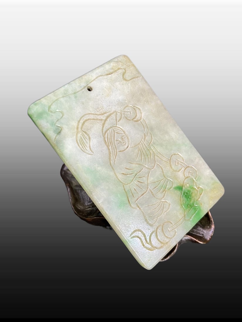 A Exquisite Jadeite Figures Pattern Plaque - 2
