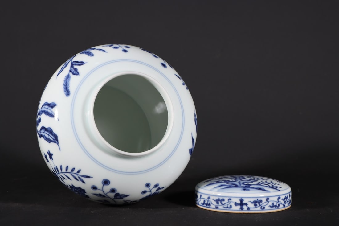A Exquisite Blue and White Flower Pattern Jar - 8