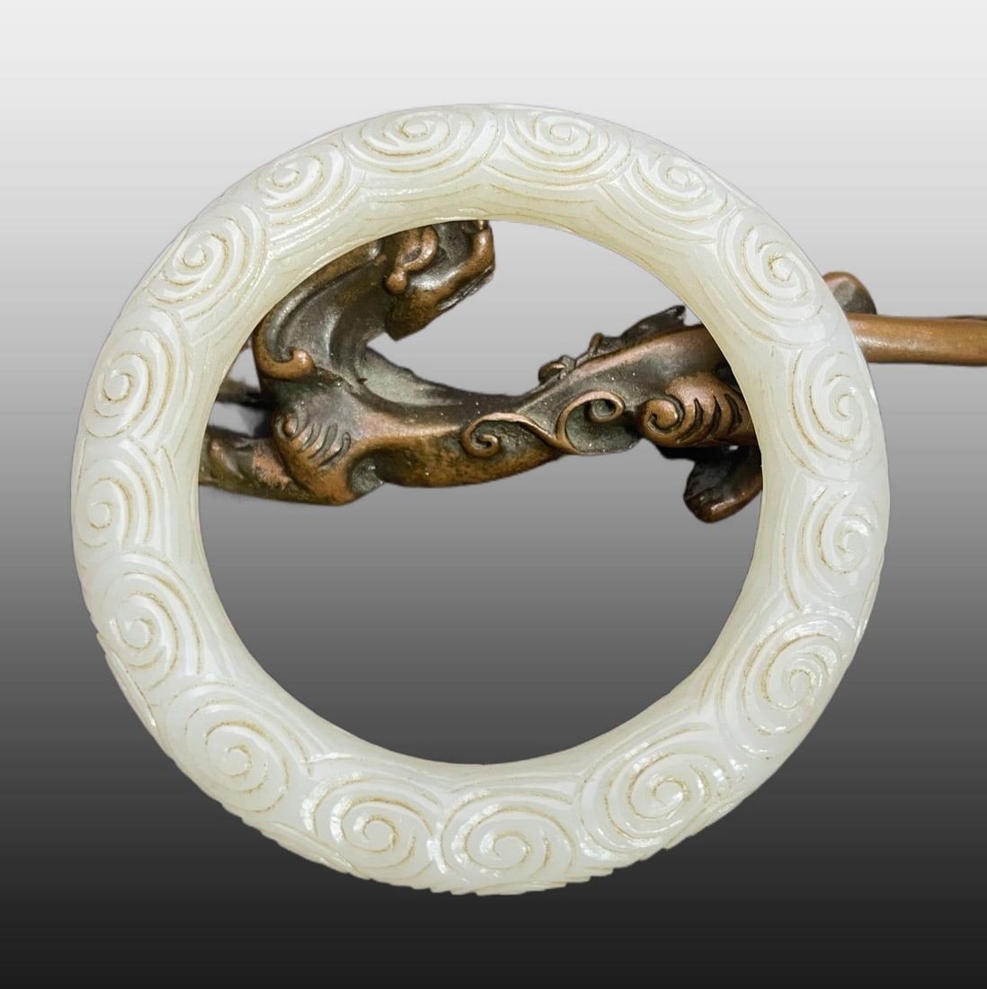 A Exquisite Hotan Jade Auspicious Cloud Pattern Bracelets - 3