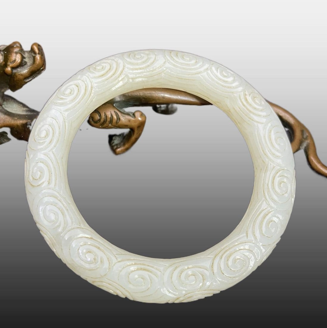 A Exquisite Hotan Jade Auspicious Cloud Pattern Bracelets - 4