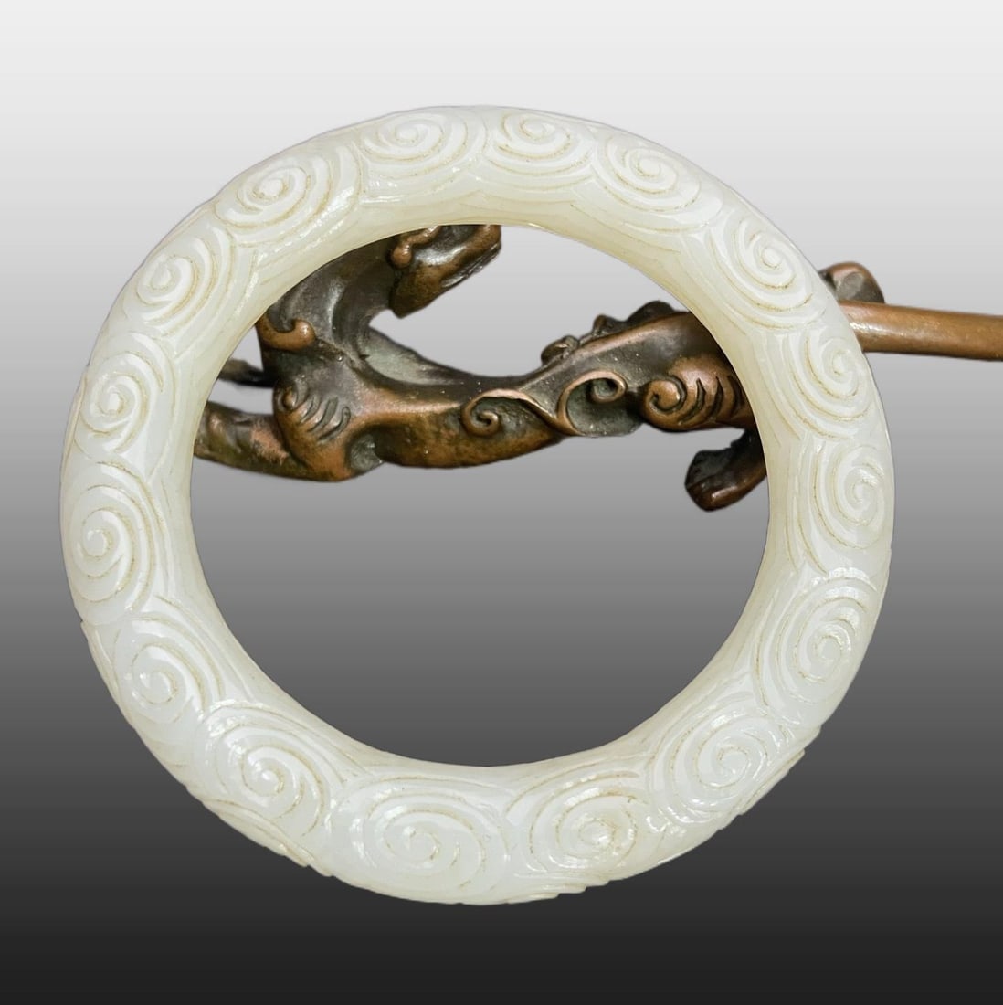 A Exquisite Hotan Jade Auspicious Cloud Pattern Bracelets - 5