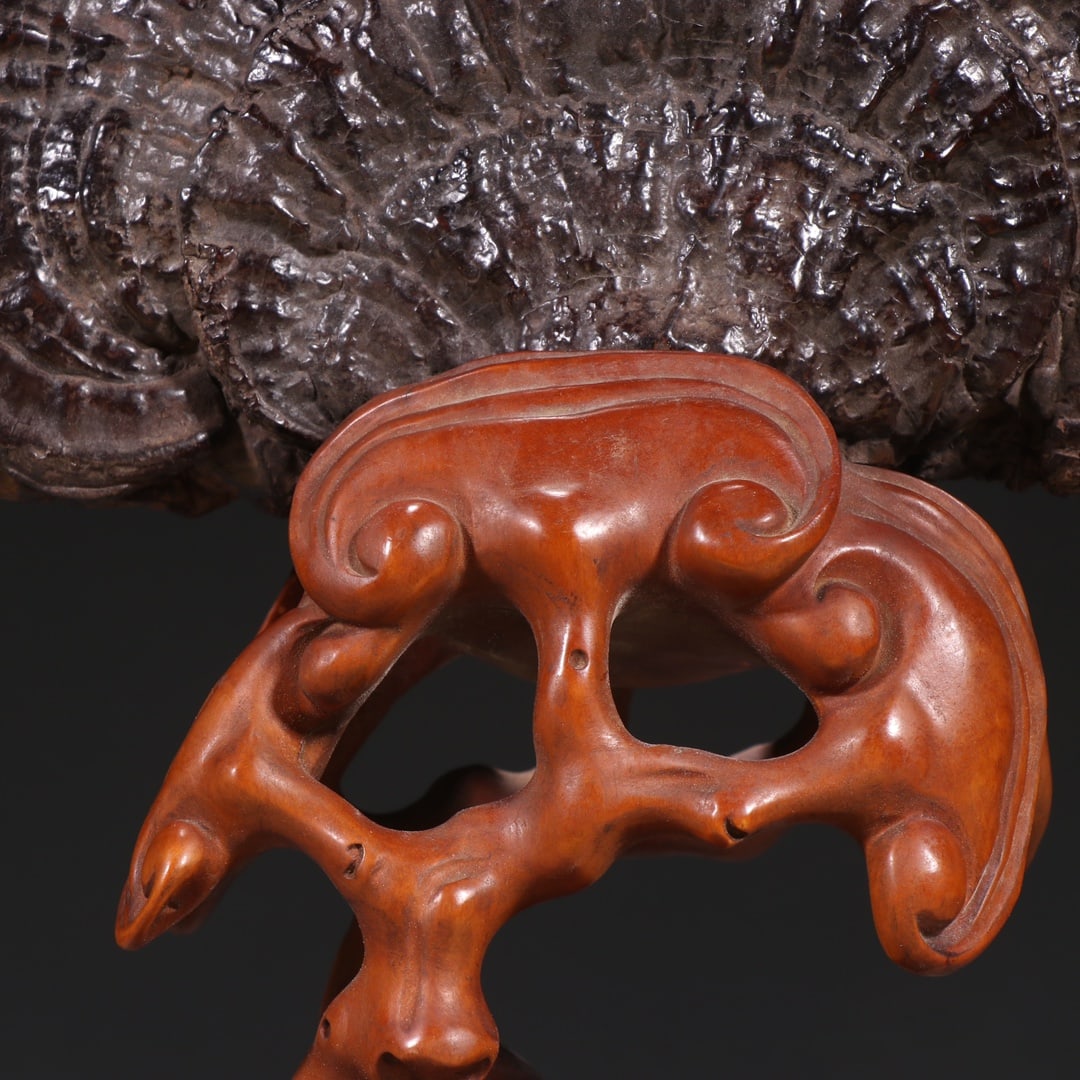 A Exquisite Bamboo Carved Ganoderma lucidum Pattern Ornament - 4