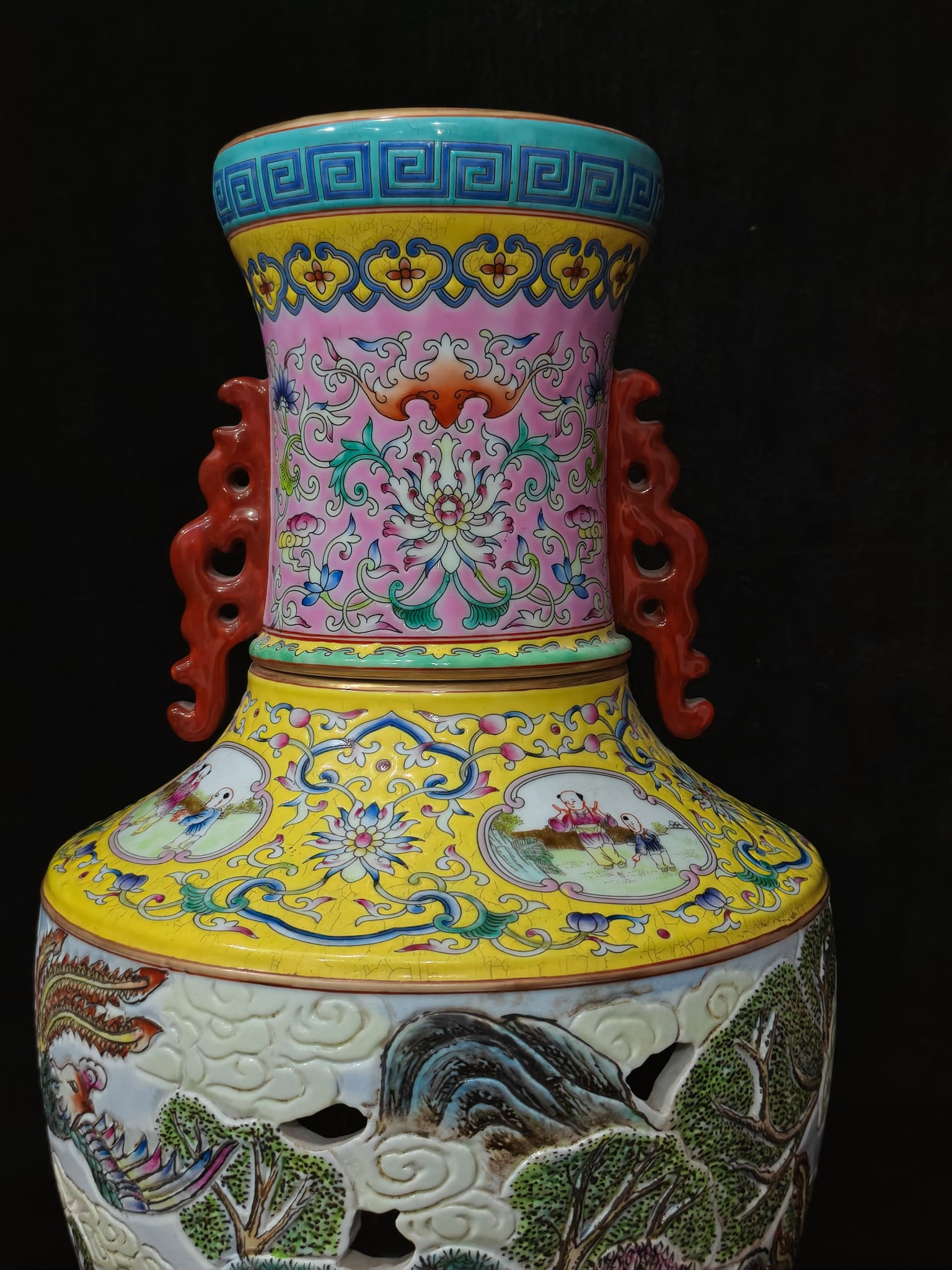 A Exquisite Enamel Landscape Pattern Double-Ears Vase - 5