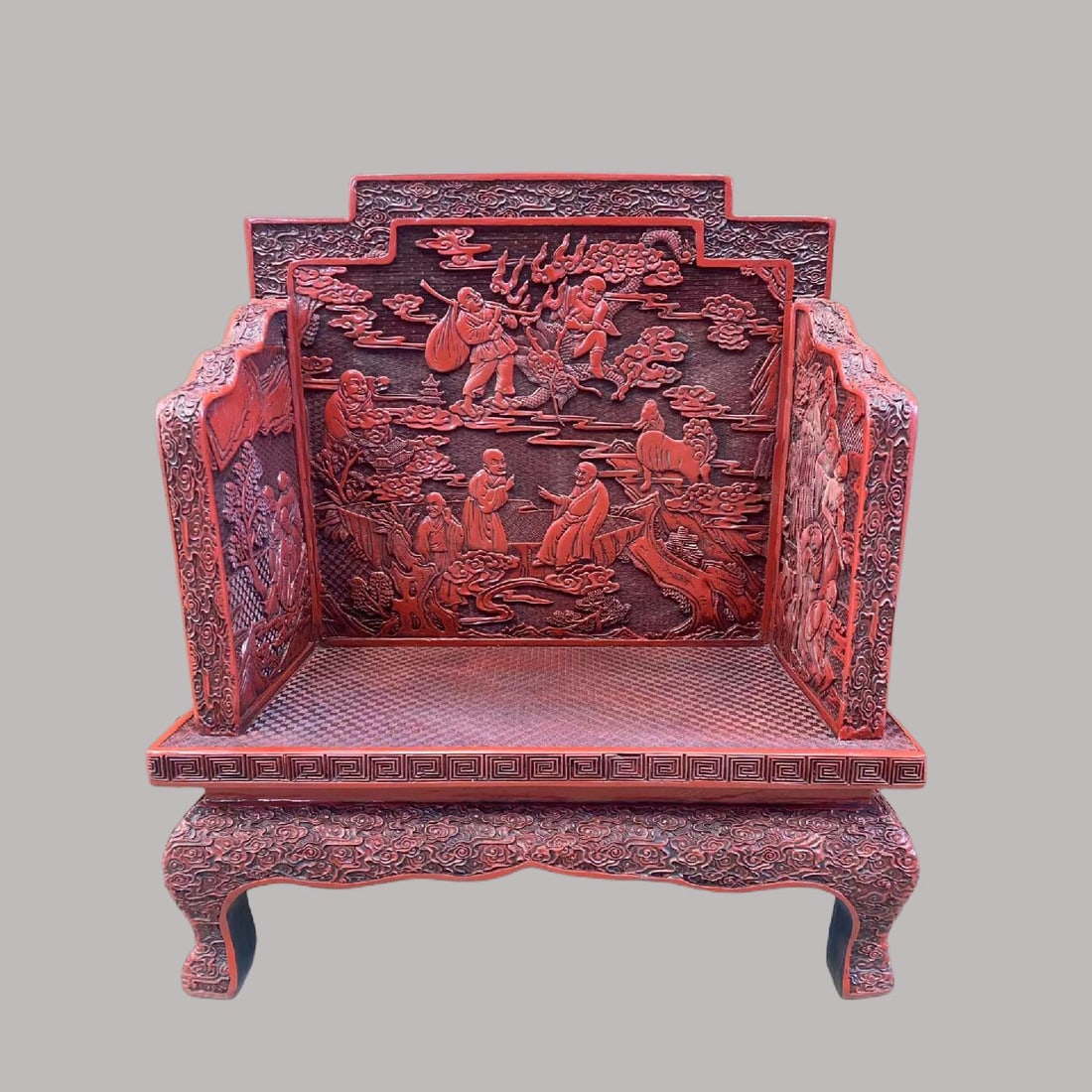 A Exquisite Carved Red Lacquer Carving Buddha statue Ornament: A Exquisite Carved Red Lacquer Carving Buddha statue Ornament,Qing Dynasty, China,Size:20.1inx10.2inx22.4in