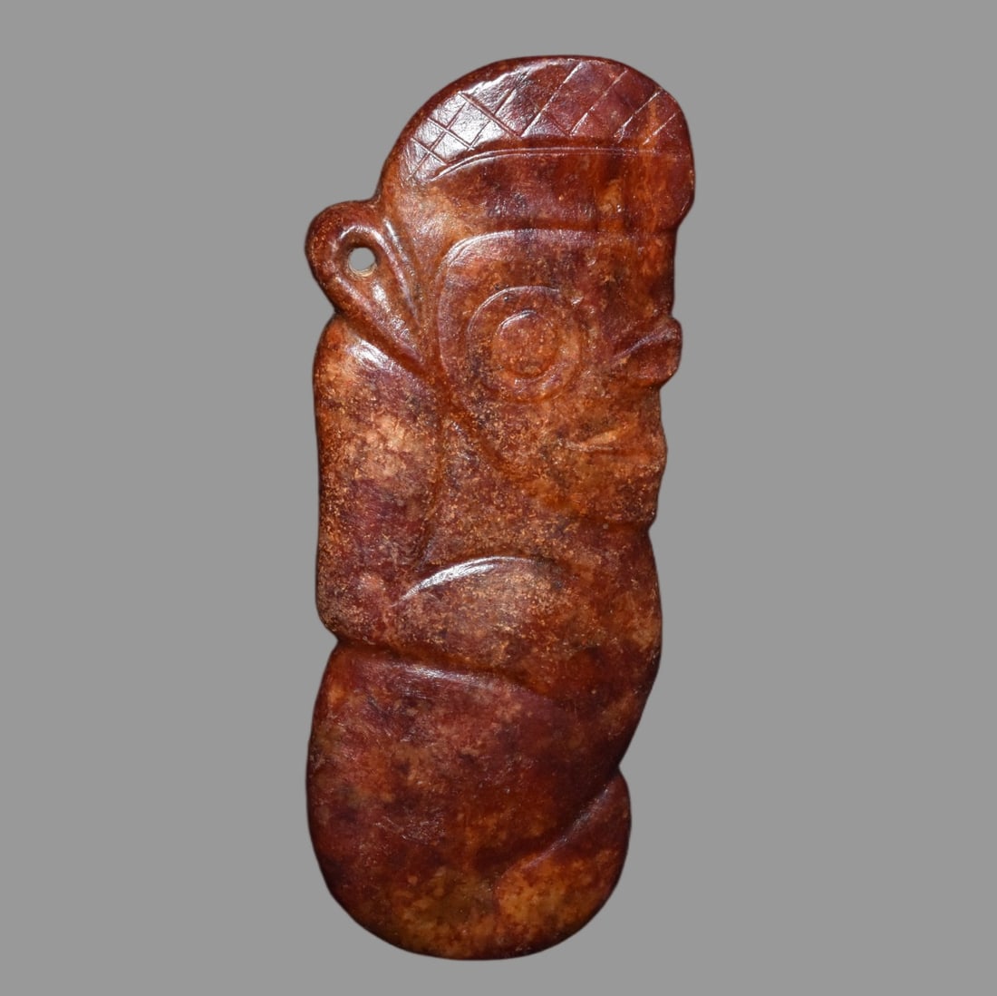 A Exquisite Hemoyu Figures: A Exquisite Hemoyu Figures,Ancient Time, China,Size:6.7inx3in,Weight:440g 河磨玉人,远古时期