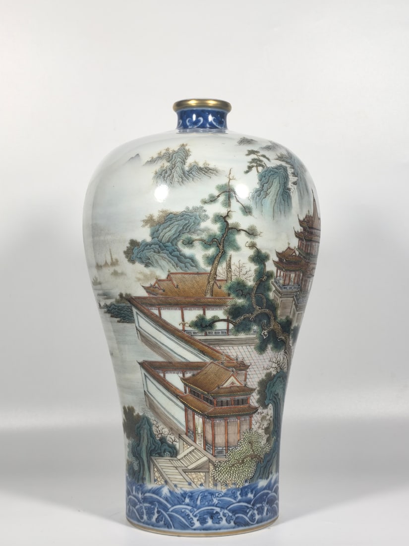 A Exquisite Enamel Landscape Pattern Vase - 2