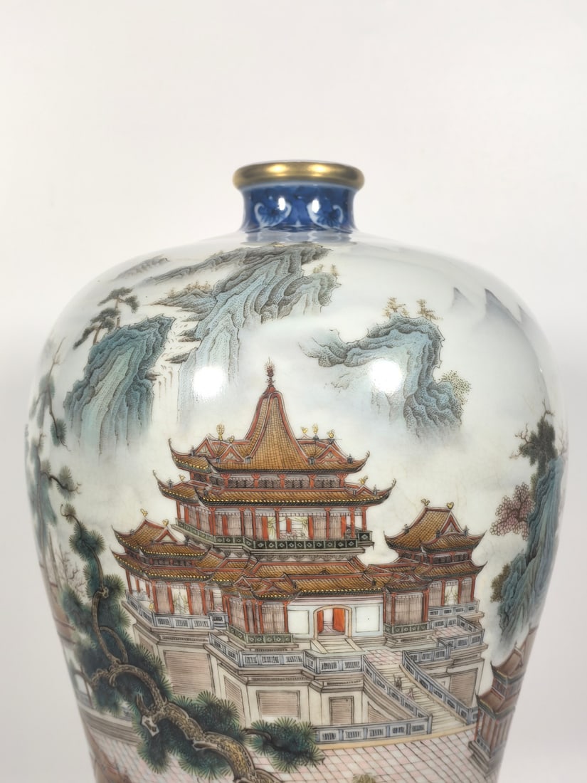 A Exquisite Enamel Landscape Pattern Vase - 3