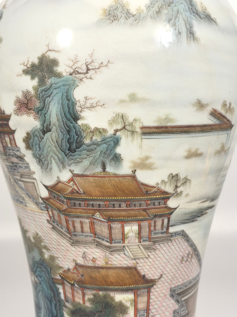 A Exquisite Enamel Landscape Pattern Vase - 7