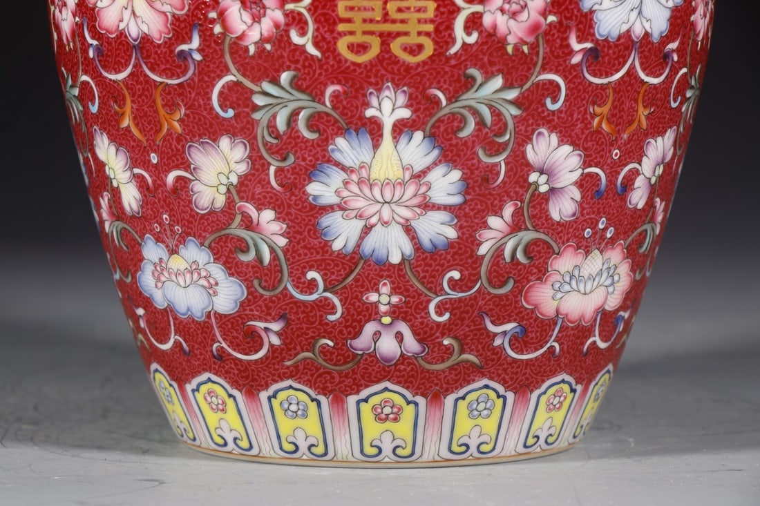 A Exquisite Ruby Red-Glazed Lotus Pattern Jar - 5