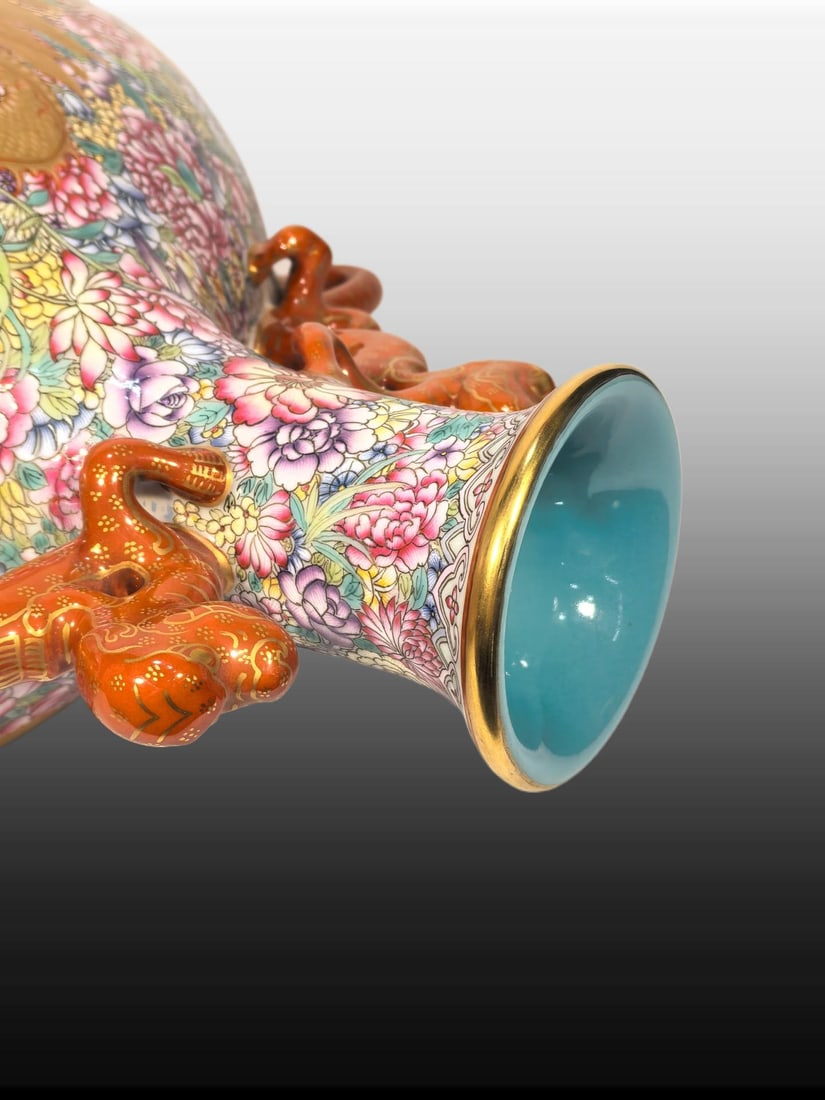 A Exquisite Enamel Dragon Pattern Vase - 5